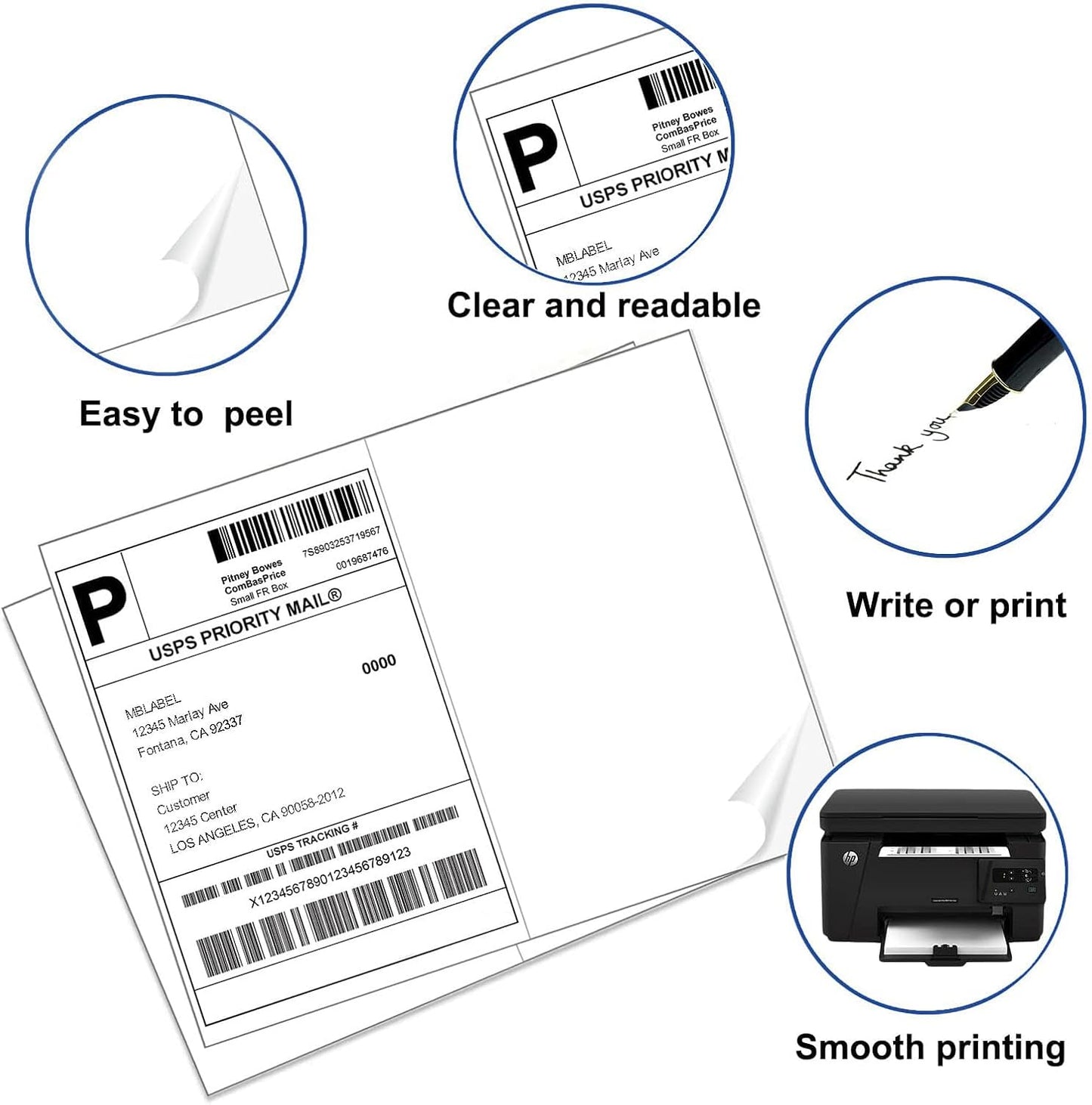 8.5" x 5.5" Address Labels, Half Sheet Shipping Labels, 3000 Sheets Self Adhesive Mailing Labels for Laser & Inkjet Printers (6000 Labels)
