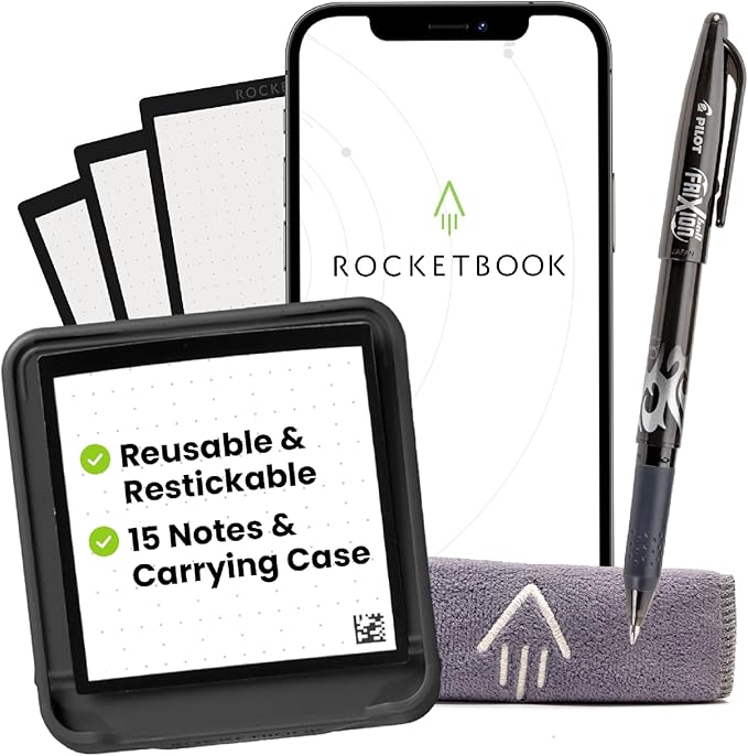 Rocketbook Reusable Sticky Notes Starter Pack, Restick and Reorganize Memo Pads by Rocketbook