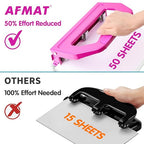 AFMAT 3 Hole Punch Heavy Duty, 9/32" Holes, 50-Sheet Hole Puncher 3 Ring - Image 6