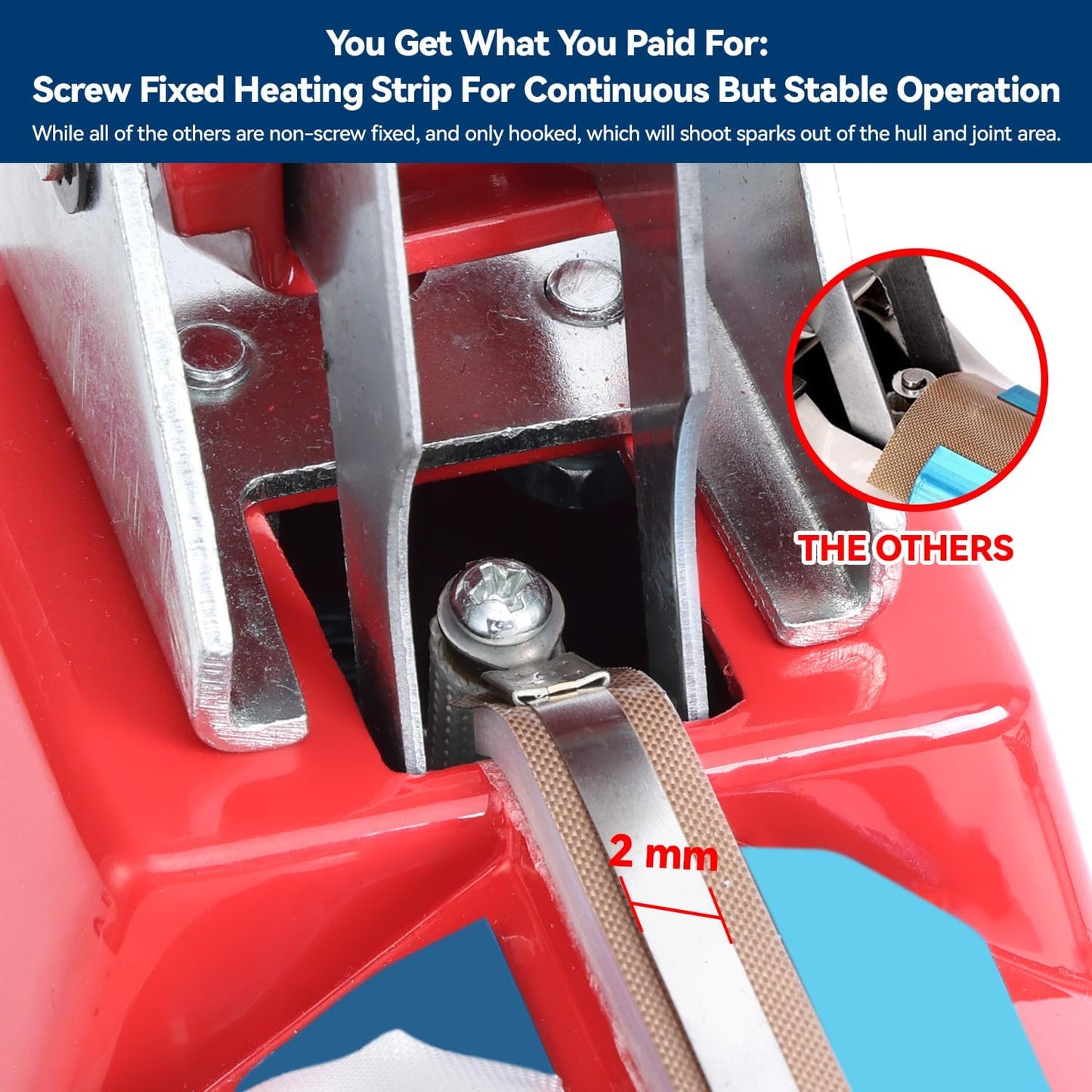 Sealer Pro, Patented 8-inch Impulse Heat Sealer, 2-mm Sealing Width Super Heavy Duty Bag Sealing Machine with Extra 2 Replacements, 1Fuse Included, Red