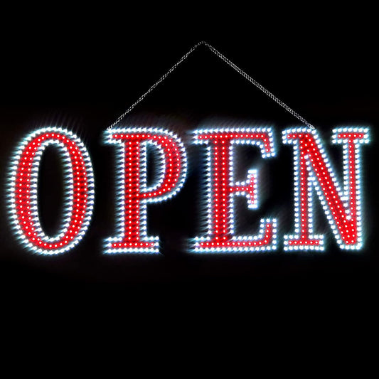 40"x14" Extra Large LED Open Signs for Business, Unique Design Super Bright Open Sign with Chain, High Visibility Open Sign for Stores Bar Hotel Retail Shops Window Salon Office
