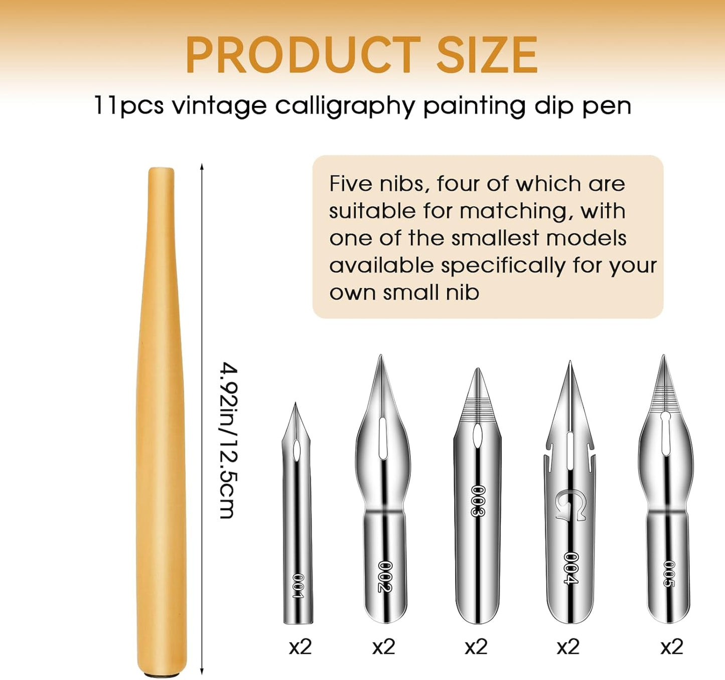 11PCS Comic Pen Nib Set, Oblique Calligraphy Dip Pen Set Fluid Writer Pen, Wooden Drawing Pen Holder with 10 Pieces Stainless Steel Pen Replacement Nibs Nib for Writing, Painting, Signing, Sketch