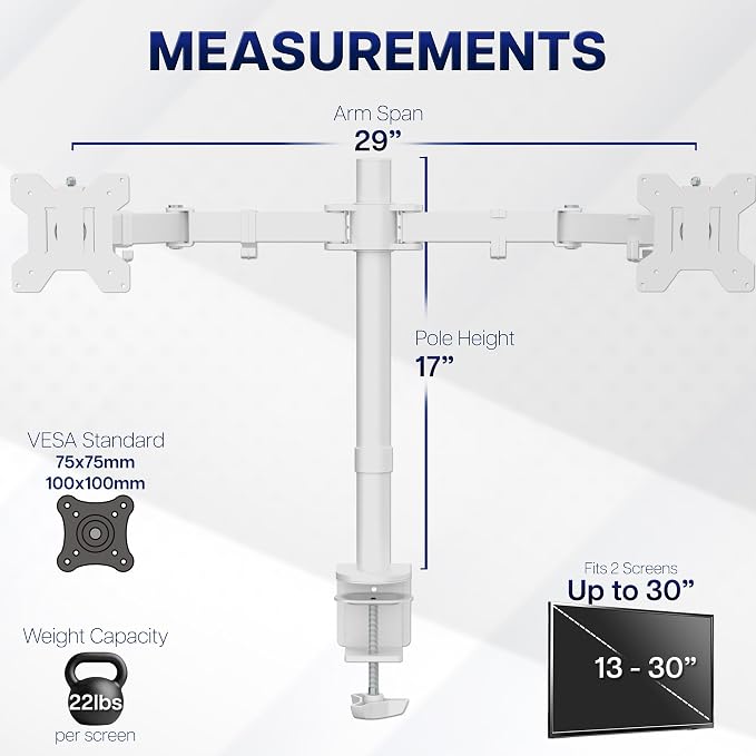 VIVO Dual Monitor Desk Mount, Heavy Duty Fully Adjustable Steel Stand, Holds 2 - Image 4