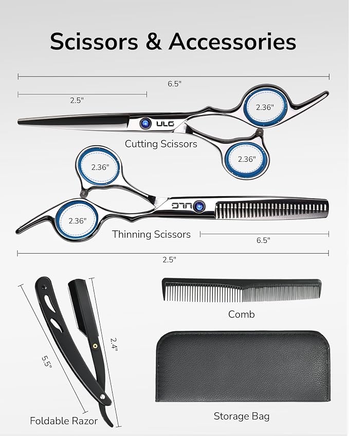 ULG Hair Cutting Scissors Thinning Shears Kit Professional Hairdressing - Image 5