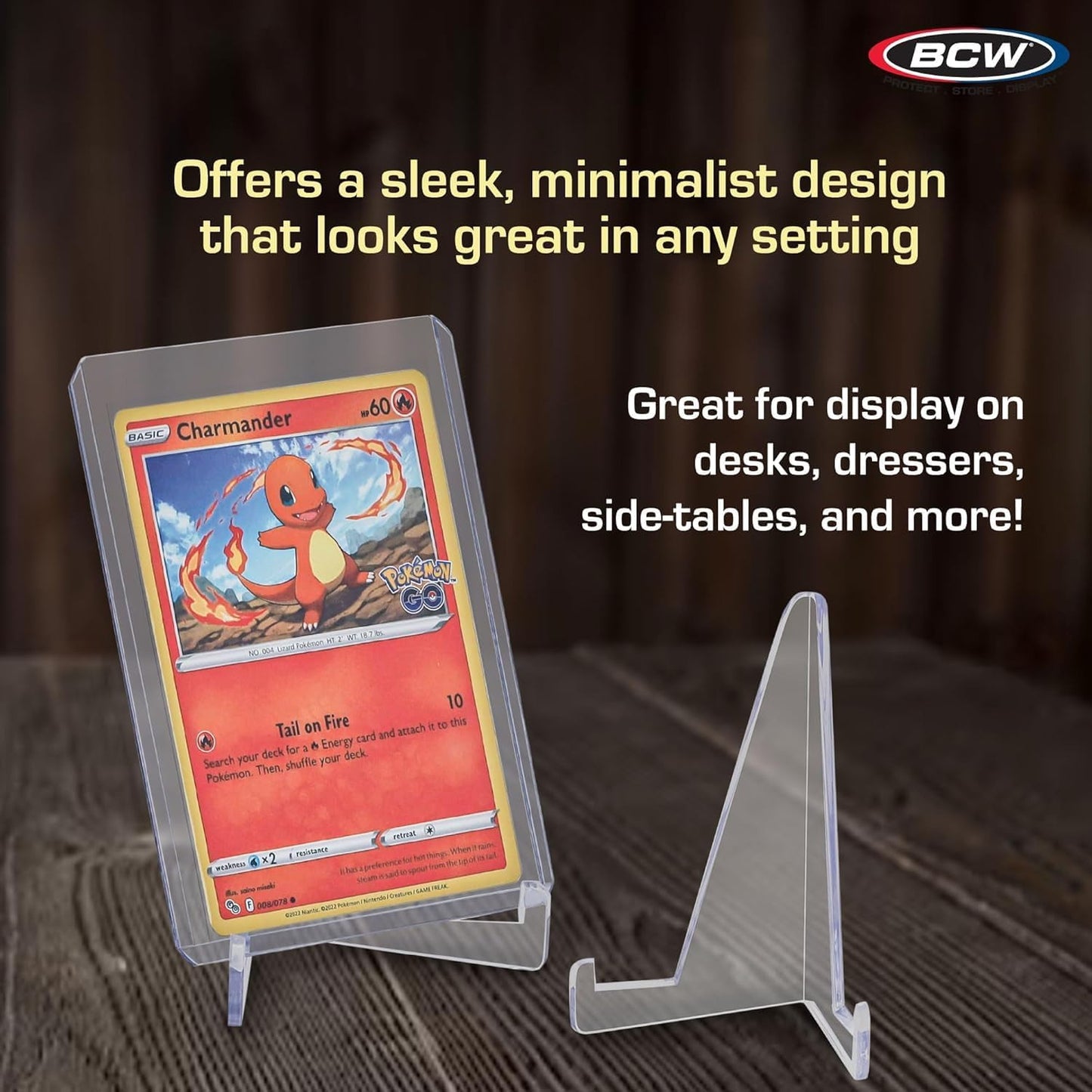 BCW Card Stands - Set of 10 | Crystal Clear Transparent Mini Easels for Picture Display | Durable & Sturdy Design | Perfect for Trading Cards, Sports Memorabilia, Use at Home, Office, Shop, and More