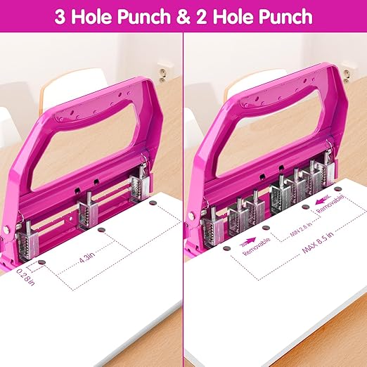 AFMAT 3 Hole Punch Heavy Duty, 9/32" Holes, 50-Sheet Hole Puncher 3 Ring - Image 3