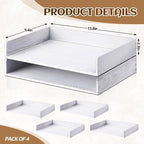 Yeaqee 4 Pcs Stackable Paper Organizer Tray Wood Desk Organizer Letter Tray - Image 2