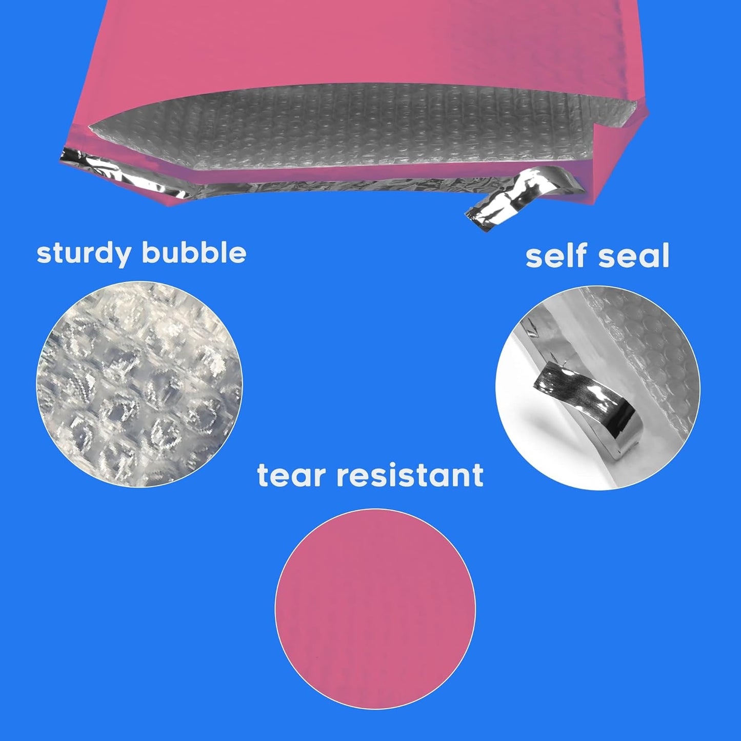 The Boxery Colored Poly Bubble Mailers (#5 10.5x16'', Pink)