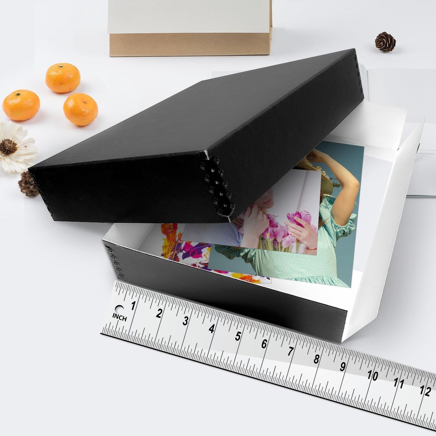 Lineco, 8x10 Museum Archival Storage Box, Drop Front Design with Metal Edge, Acid-Free, Preserveor for Photos, Documents, Crafts, DIY, Black