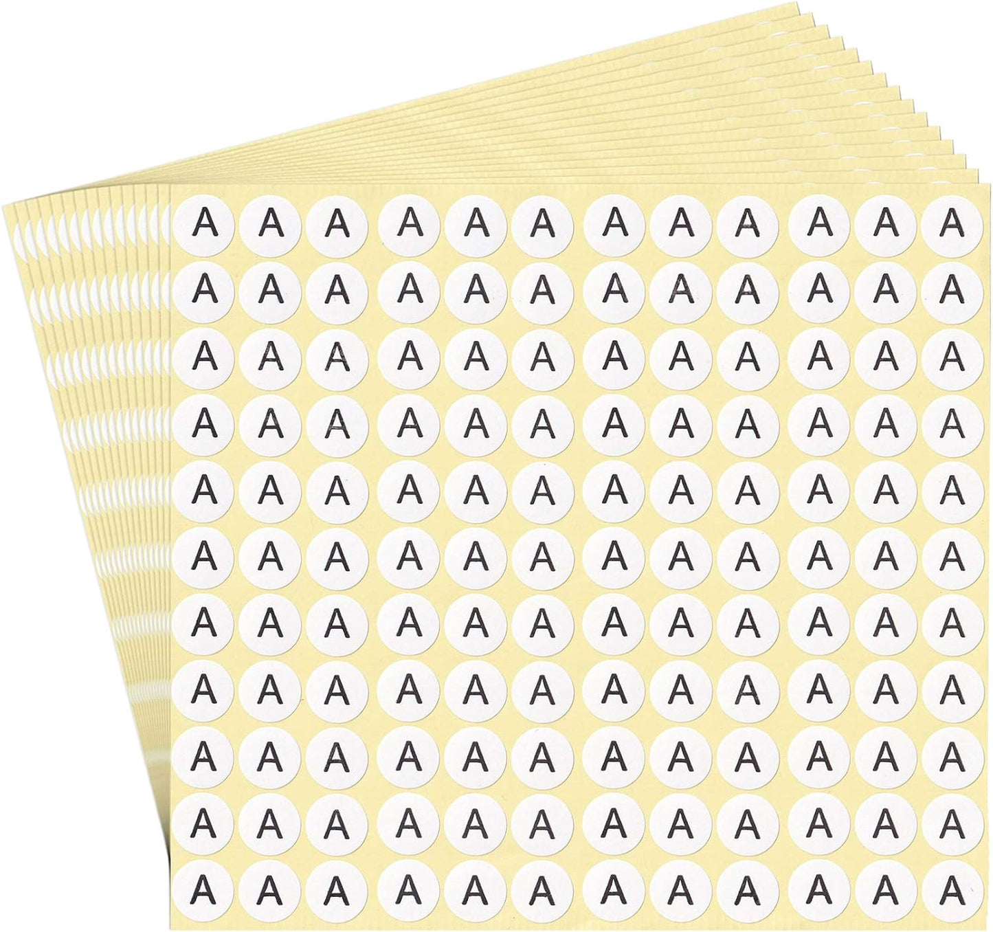 dealzEpic - Alphabet Stickers of The Letter A - Small Round Paper Self-Adhesive Peel and Stick Letter Labels - Set of 15 Sheets