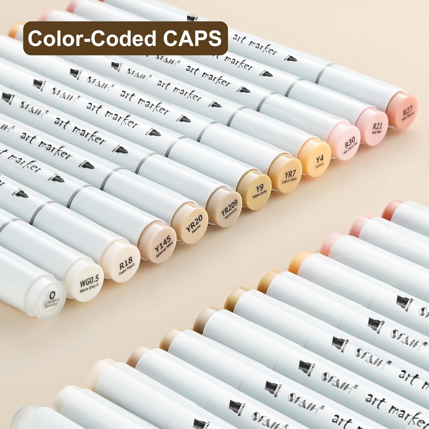 SFAIH Light Skin Tone Marker Pens 11 Colors + Mixed Color 0 - Dual Brush & Fine Tips Art Marker Set for Portraits Coloring Drawing
