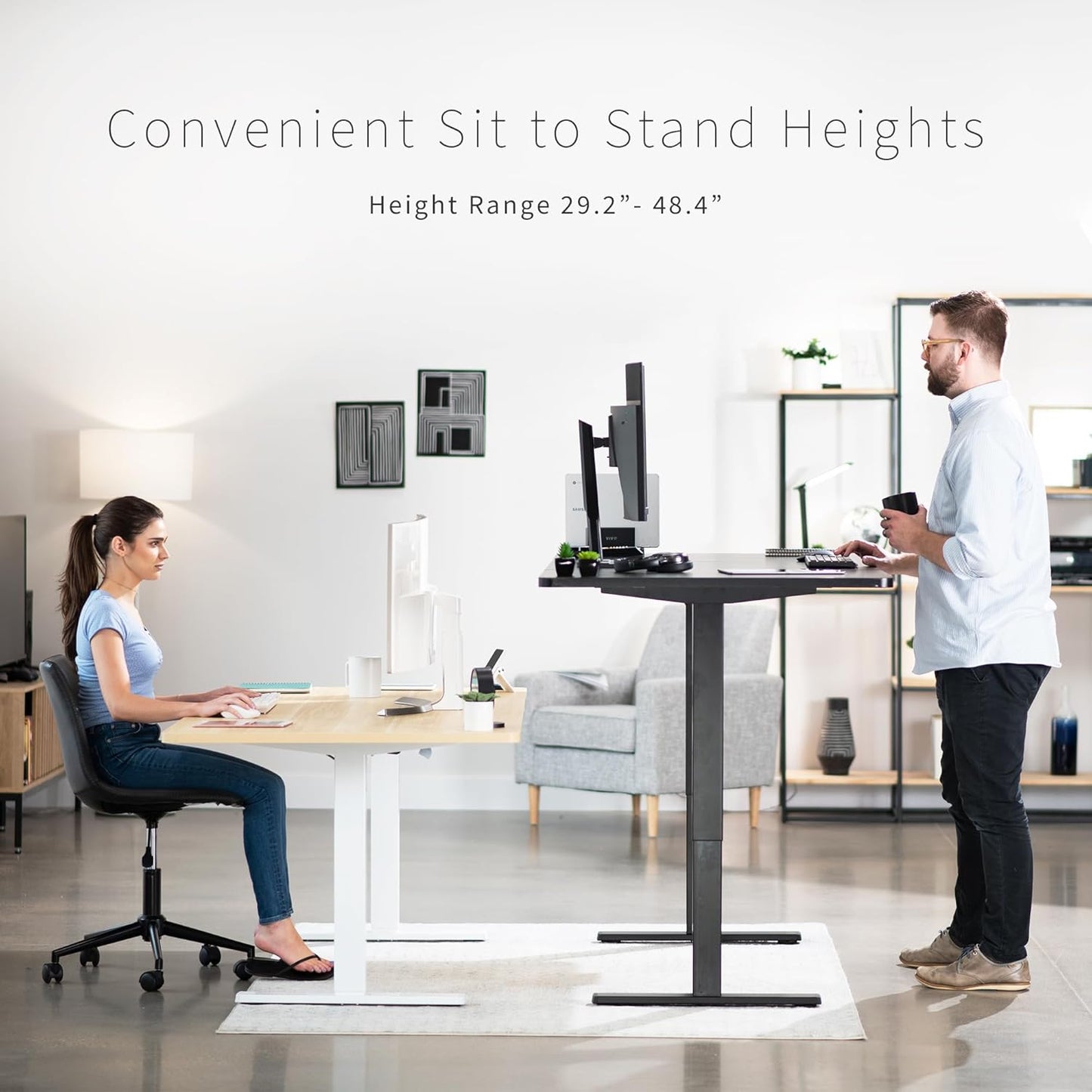 VIVO Electric 71 x 36 in Rustic Standing Desk, Memory Height Adjustment, 1B Series, Vintage Brown Top White Frame, DESK-KIT-1W7N-36