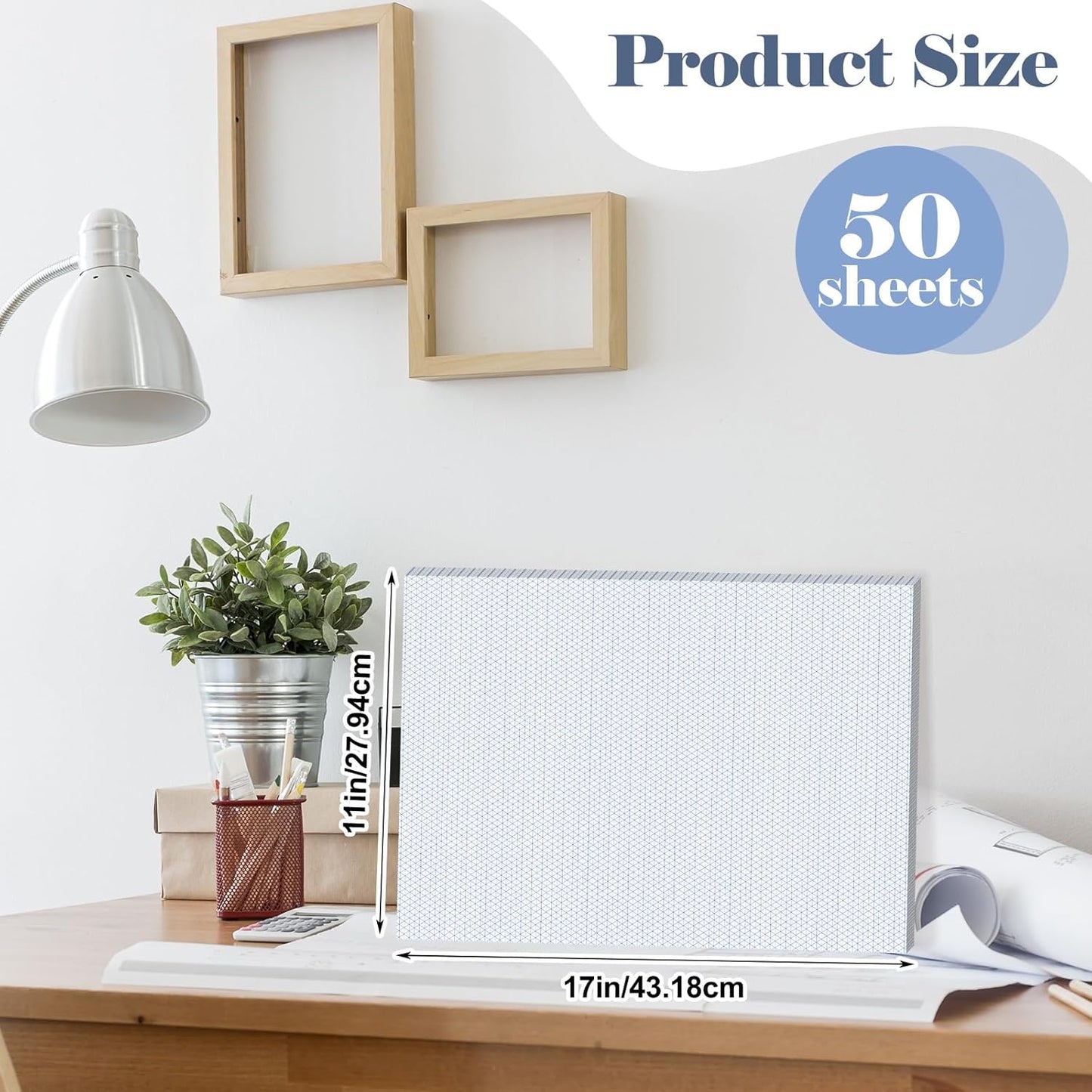 MotiMind 50 Sheets Isometric Graph Paper Pad Isometric Paper Drafting and Graph Pads for 3D Designs Architecture Landscaping Engineering Drafting (11x17)