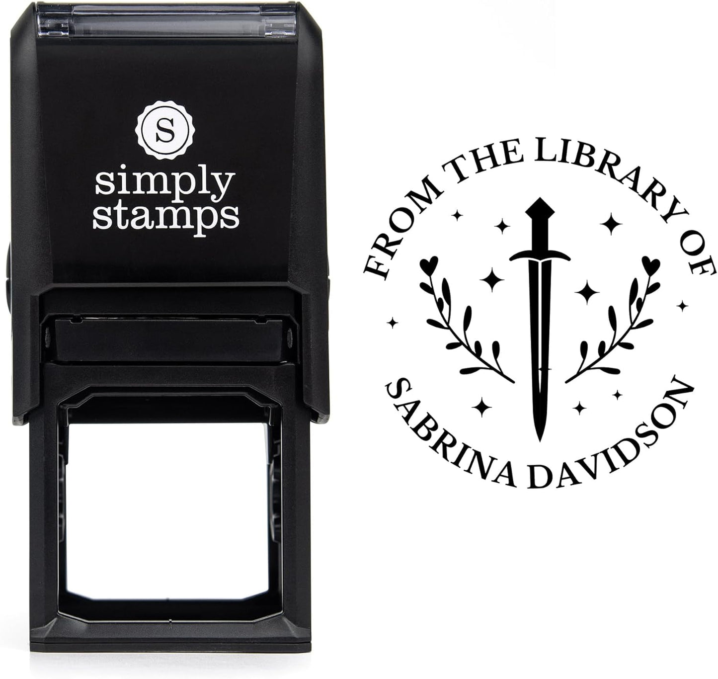 from The Library of Embossers & Stamps for Fantasy Book Readers | Custom Embosser | Custom Stamp | Ex Libris | Elevate Your Fantasy Collection of Stories and Novels (Design 19, Self-Inking Stamp)