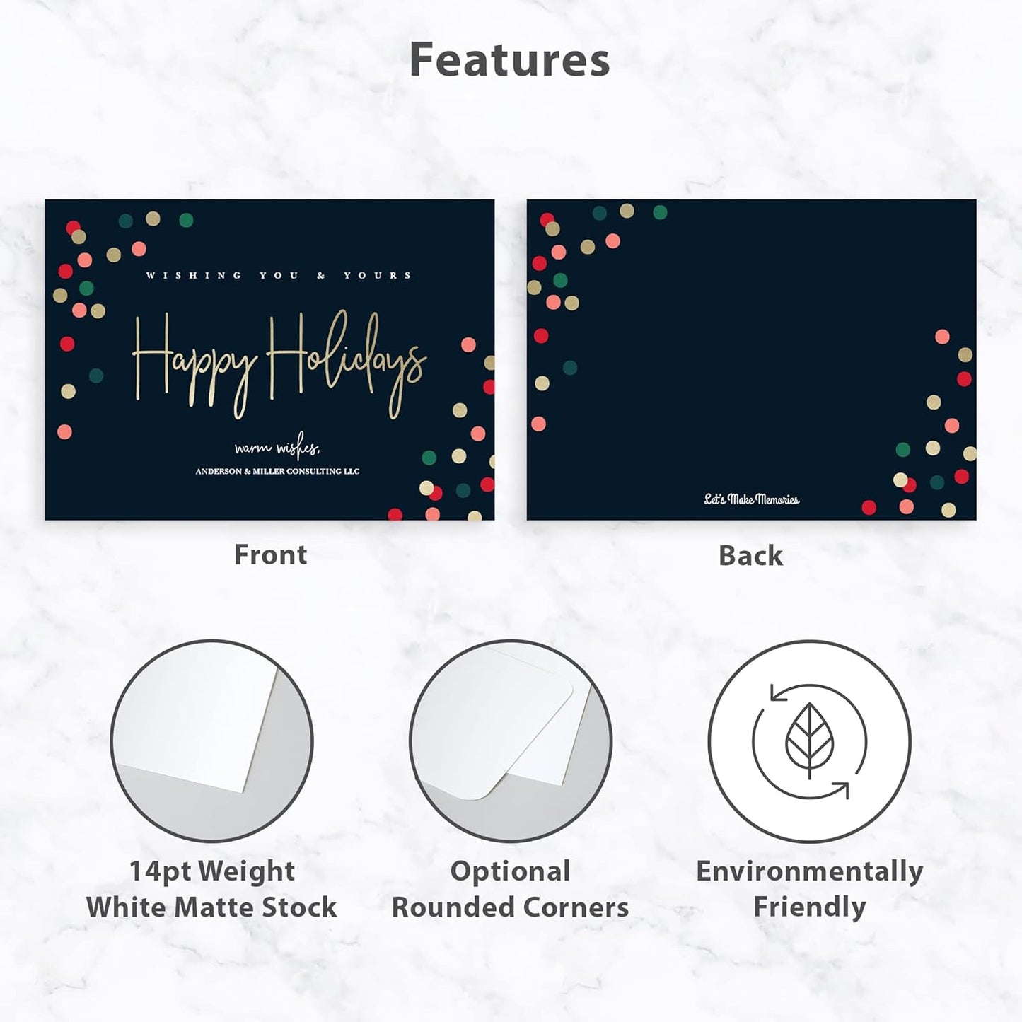 Let's Make Memories Personalized Business Christmas Cards with Envelopes - Premium Quality - 5x7-2025 Holiday Cards & White Envelopes - Festive Lights - 100 ct