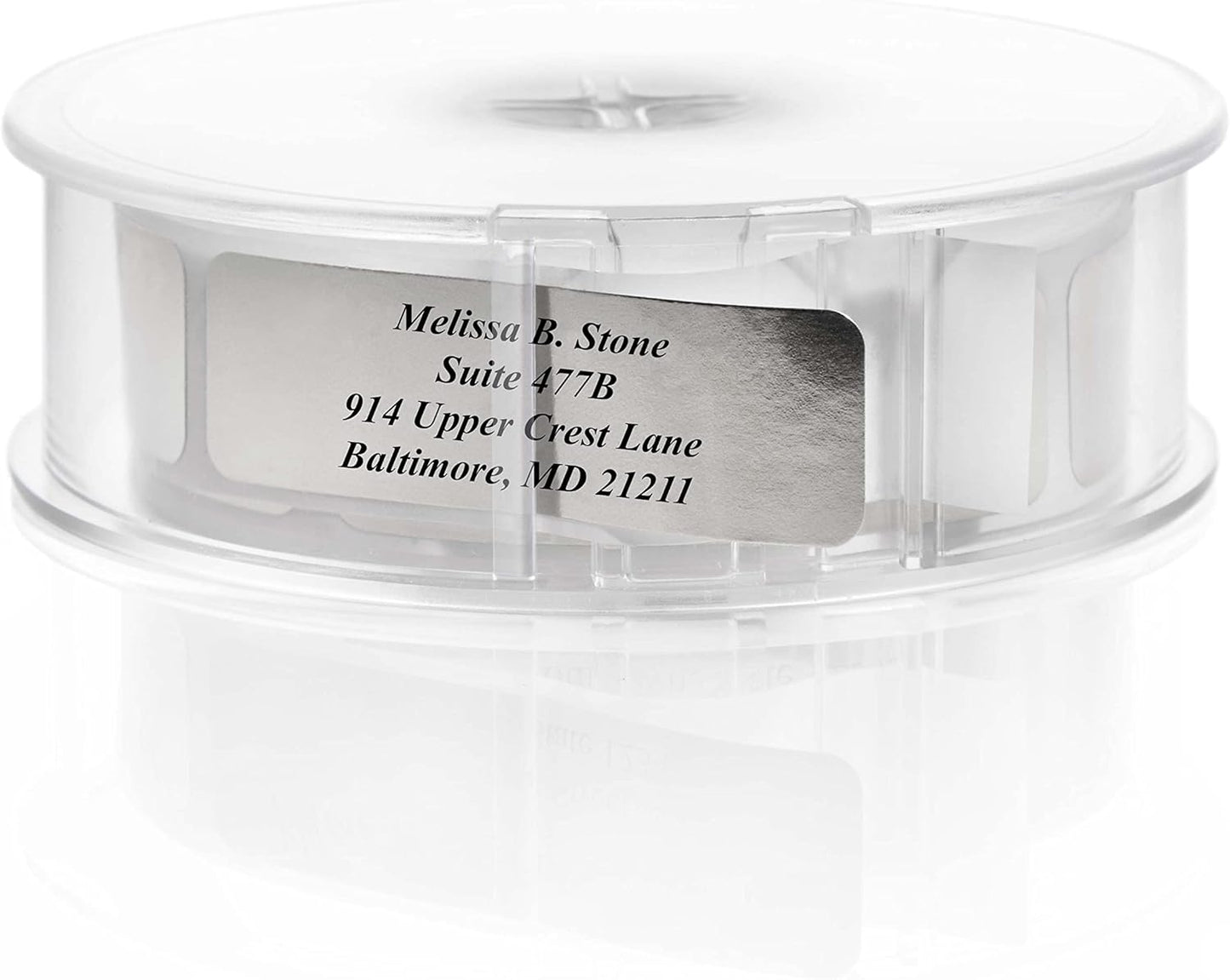 Silver Foil Personalized Return Address Labels with Elegant Dispenser - Roll of 250 Custom Stickers