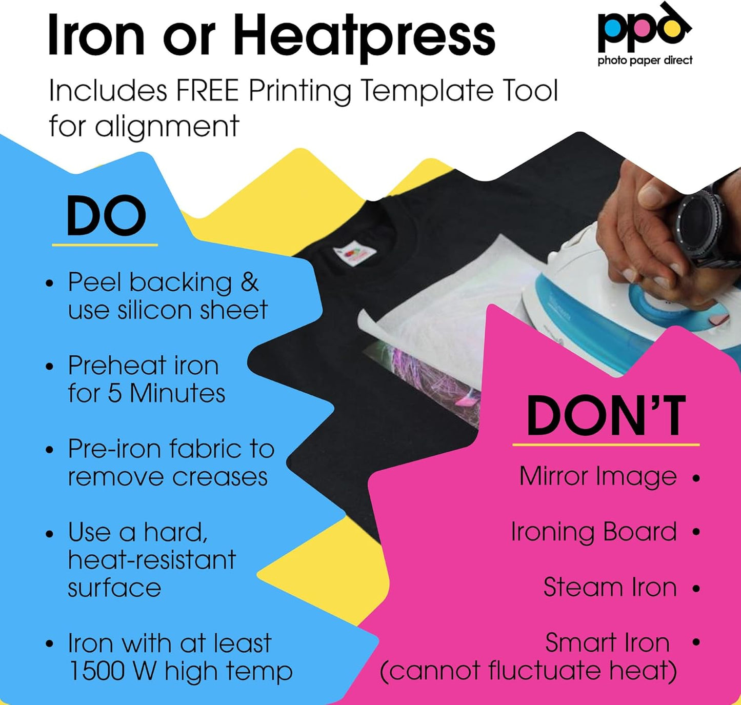 PPD 300 Sheets 8.5x11" - Inkjet Iron-on Heat Transfer Paper for Black & Dark Fabric and T-Shirts - Premium - PPD-4-300
