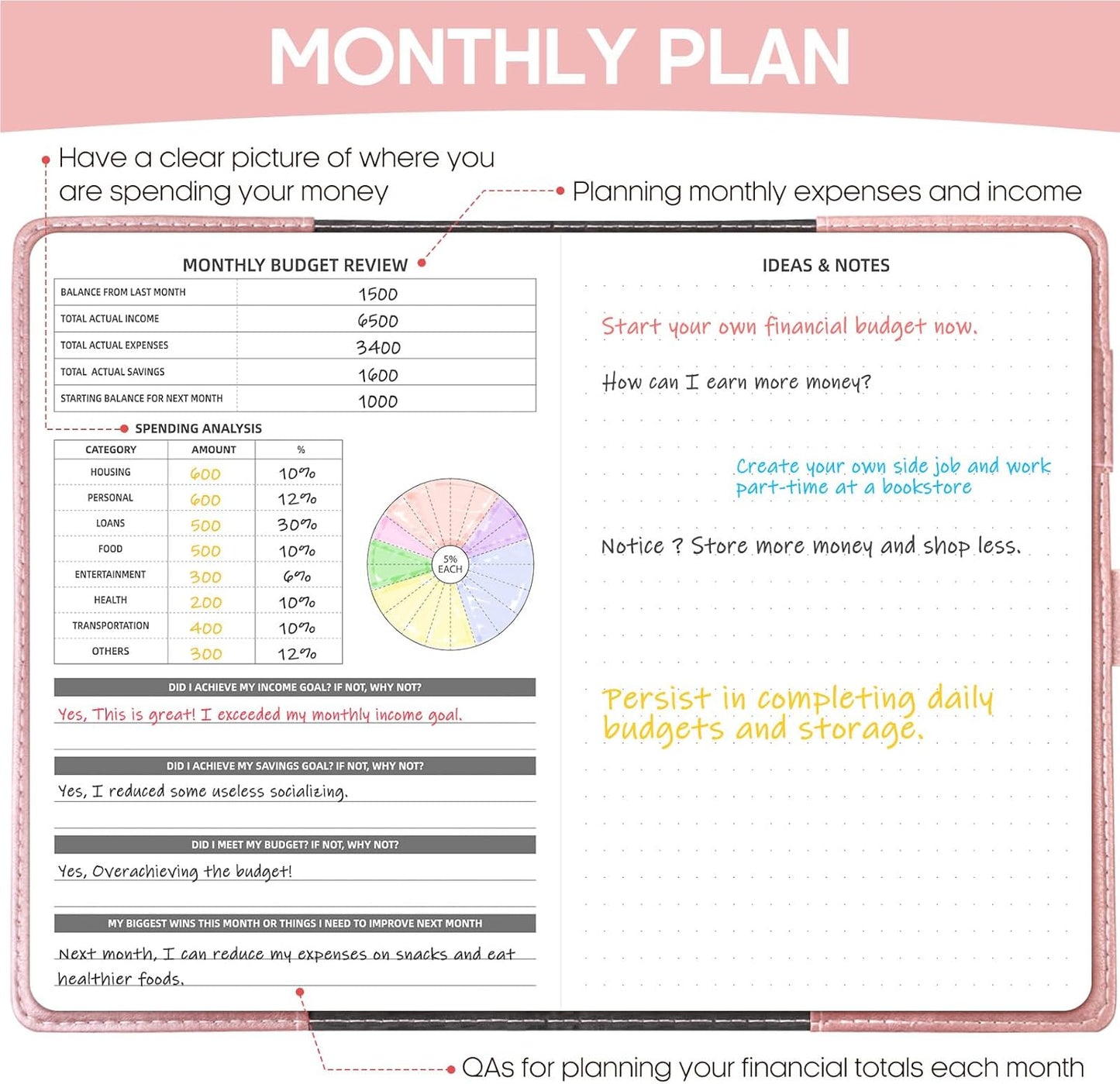 WEMATE Budget Planner 2025 with Lock, Monthly Budget Book with Expense Tracker Notebook, Undated Financial Planner to Manage Your Money, A5 Leather Account & Budget Book, Purple