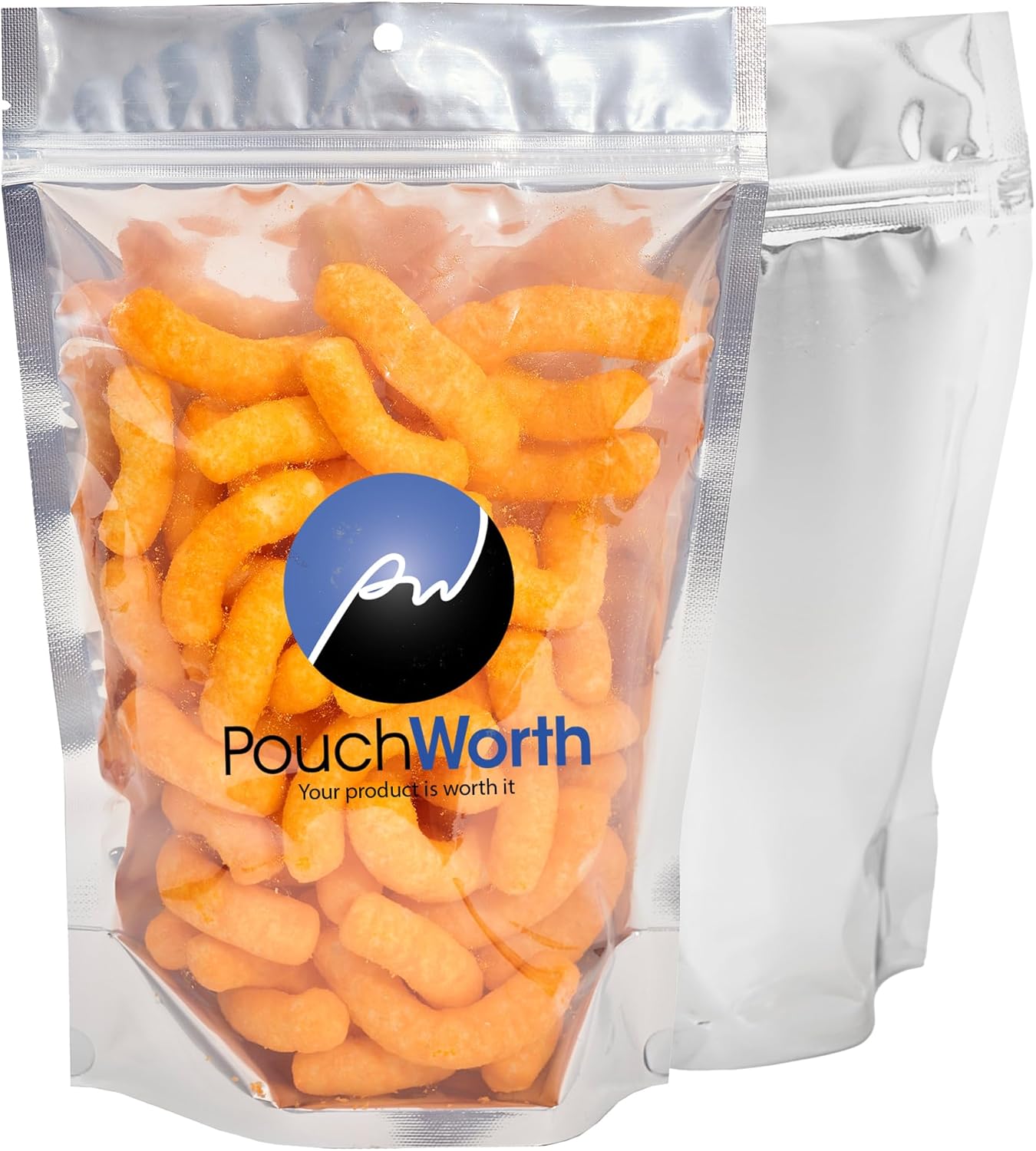 100 Pack 7.5" x 11.5" Clear/Silver Resealable Stand Up Pouch Bags Mylar Food Packaging with Clear Window and Tear Notches