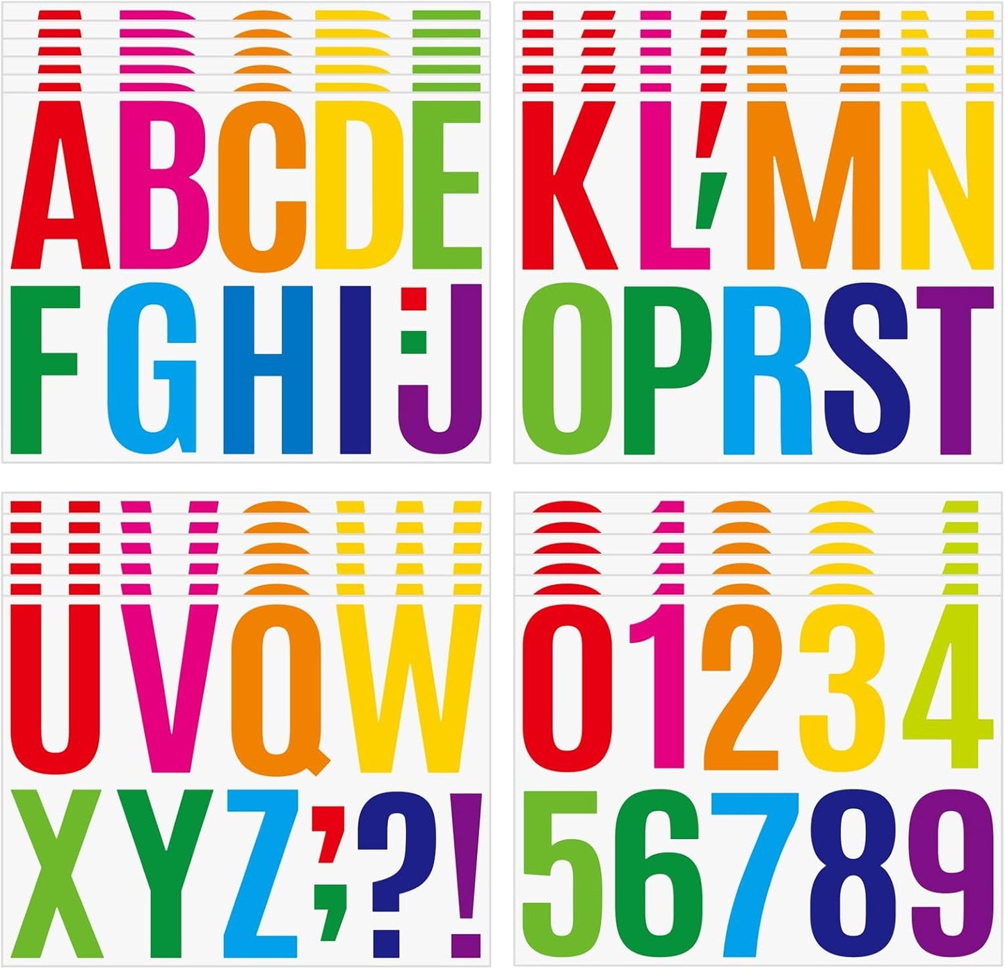 258 Pcs Waterproof 4" Self-Adhesive Vinyl Alphabet & Number Stickers for Mailboxes, Signs, Windows, Doors, Vehicles, Home, Business, and Lockers - Colored