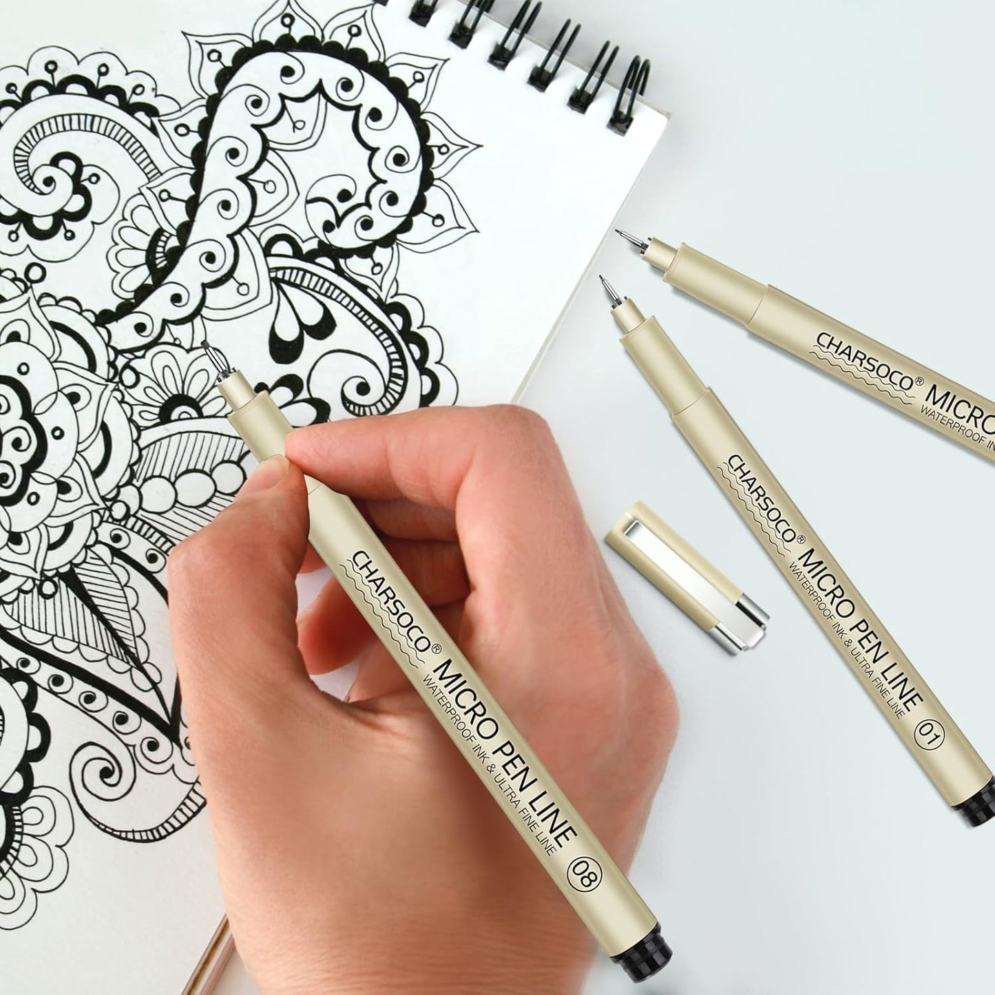 03 Micro Pen, Black Fine Point Pen with Waterproof Archival Ink, 0.38mm Fineliner Ink Pens for Artist Illustration, Sketching, Anime, Manga, Technical Drawing and Scrapbooking