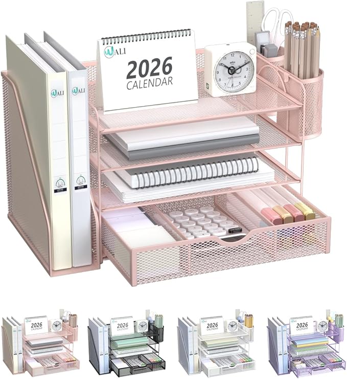 WALI Desk File Organizer, 4 Tier Desktop Paper Letter Tray Organizer by WALI