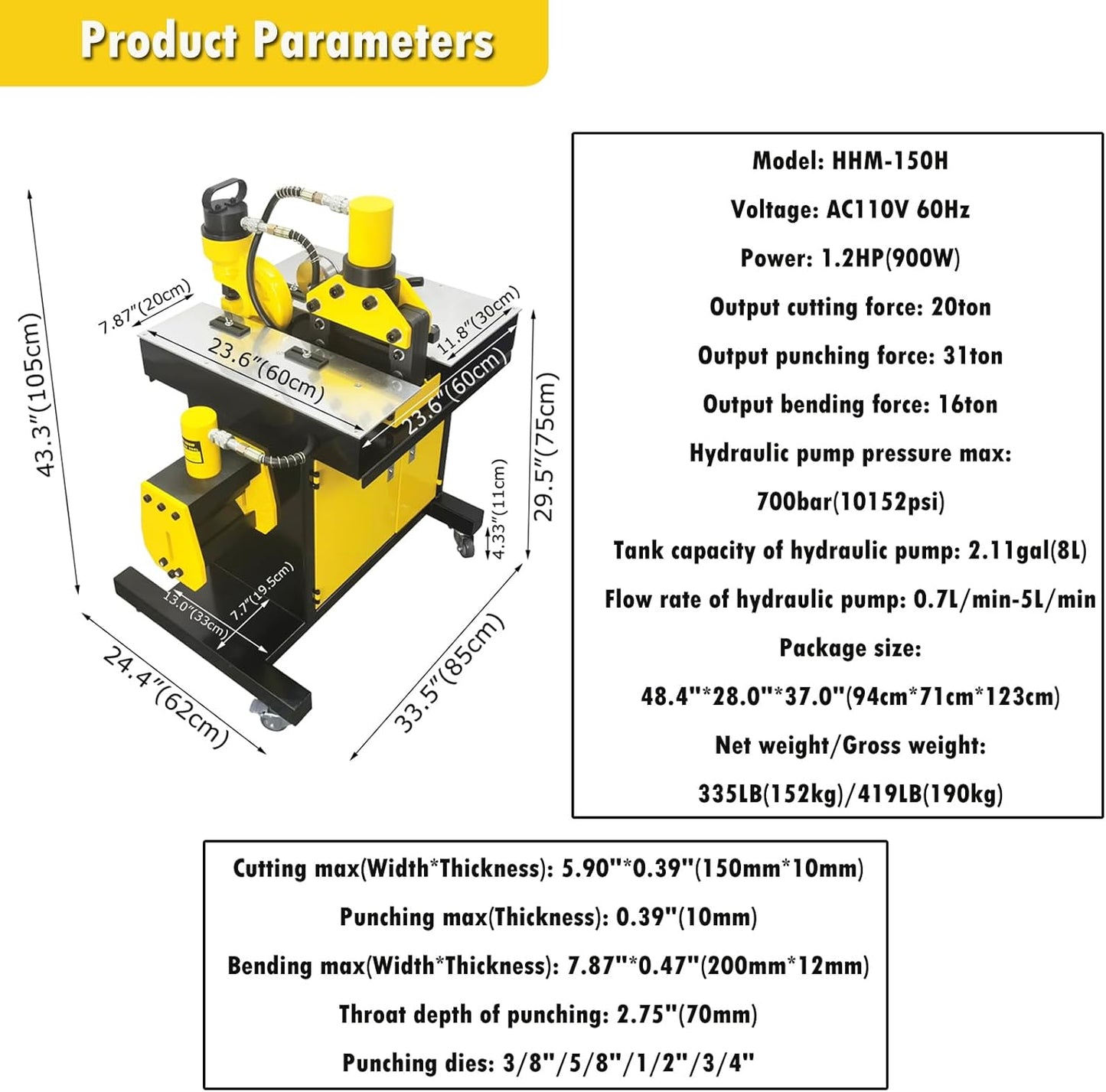 INTSUPERMAI 3 in 1 Busbar Processor Machine Hydraulic Punching Bending Cutting Machine Copper Busbar Processor Cutting, Punching, flating bend110V