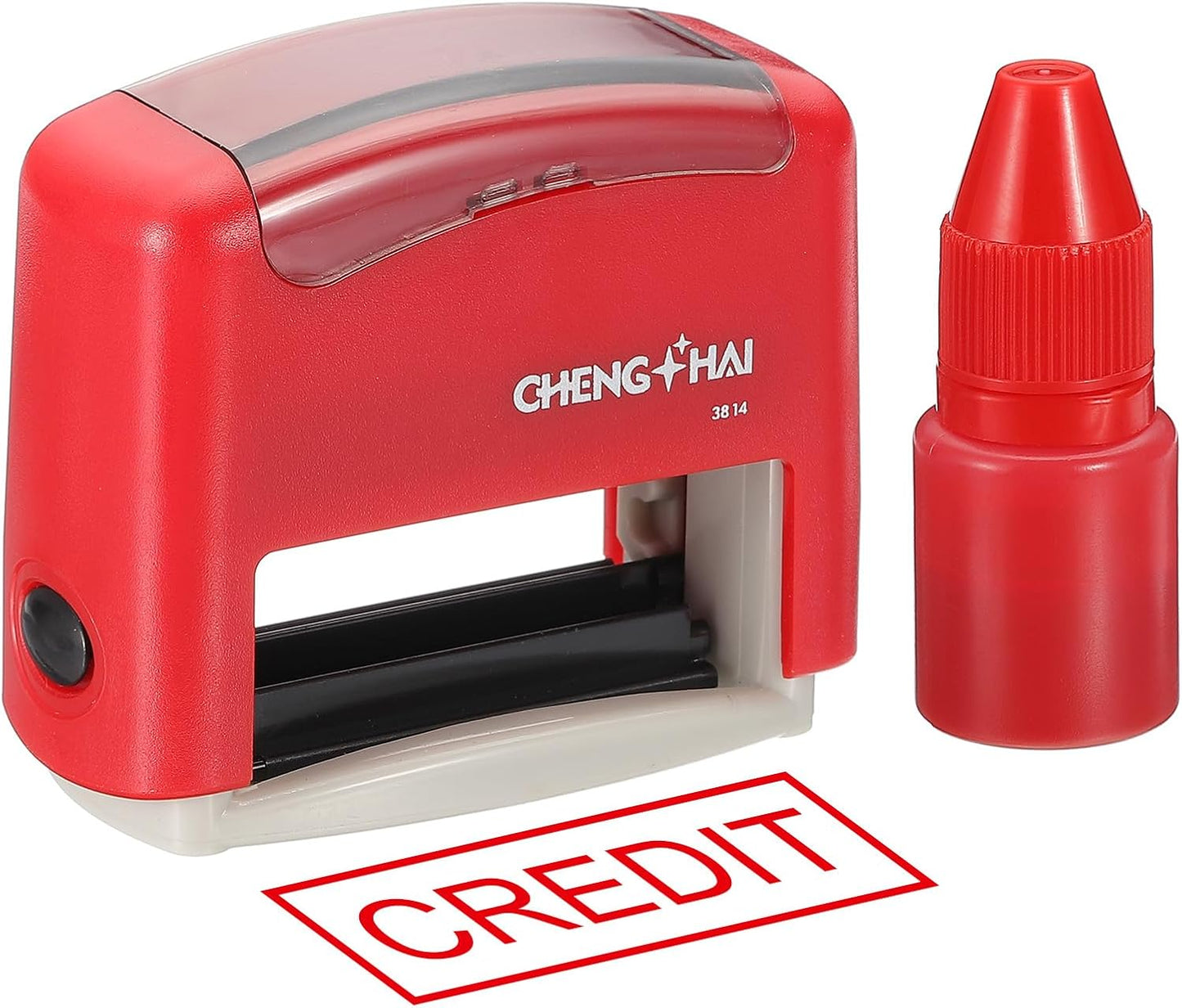 YOKIVE Credit Self Inking Rubber Stamp, Office Ink Business Stamp for Office Documents, Paperwork, Warehouse, Label (Red)