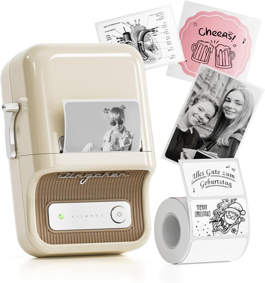 NIIMBOT B21 Label Maker, 2 Inch Portable Thermal Label Printer, Label Maker Machine with Tape, Compatible with Android, iOS & PC,Labeling for Home Storage Office and Small Business,Off-White