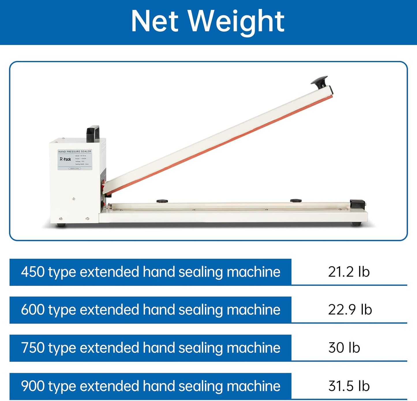 Impulse Heat Sealer with Seal bar, Heavy-Duty Bag Sealing & Cutting Machine, 8mm Sealing Width, 1 Extra Replacement (white, 18 inch)