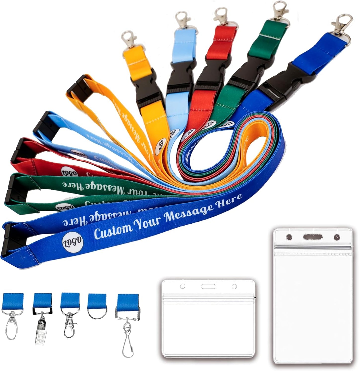Custom Lanyards Bulk 50/100/5000PCS Custom Breakaway Lanyards with Text/Logo/Photo/Name, Personalized Neck Strap ID Badge Lanyard for Office Keys School Events, Quick Customization