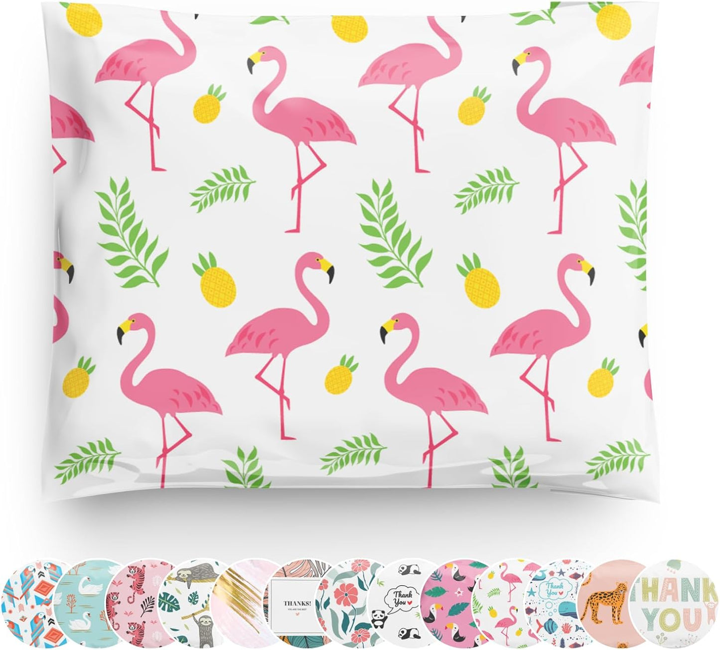Poly Mailers 10x13 100 Pack | Self-Sealing Shipping Bags Envelopes for Small Business | Waterproof Durable Packaging | Flamingo | Pineapple Beach Tropical Pink | à la mode Mailers