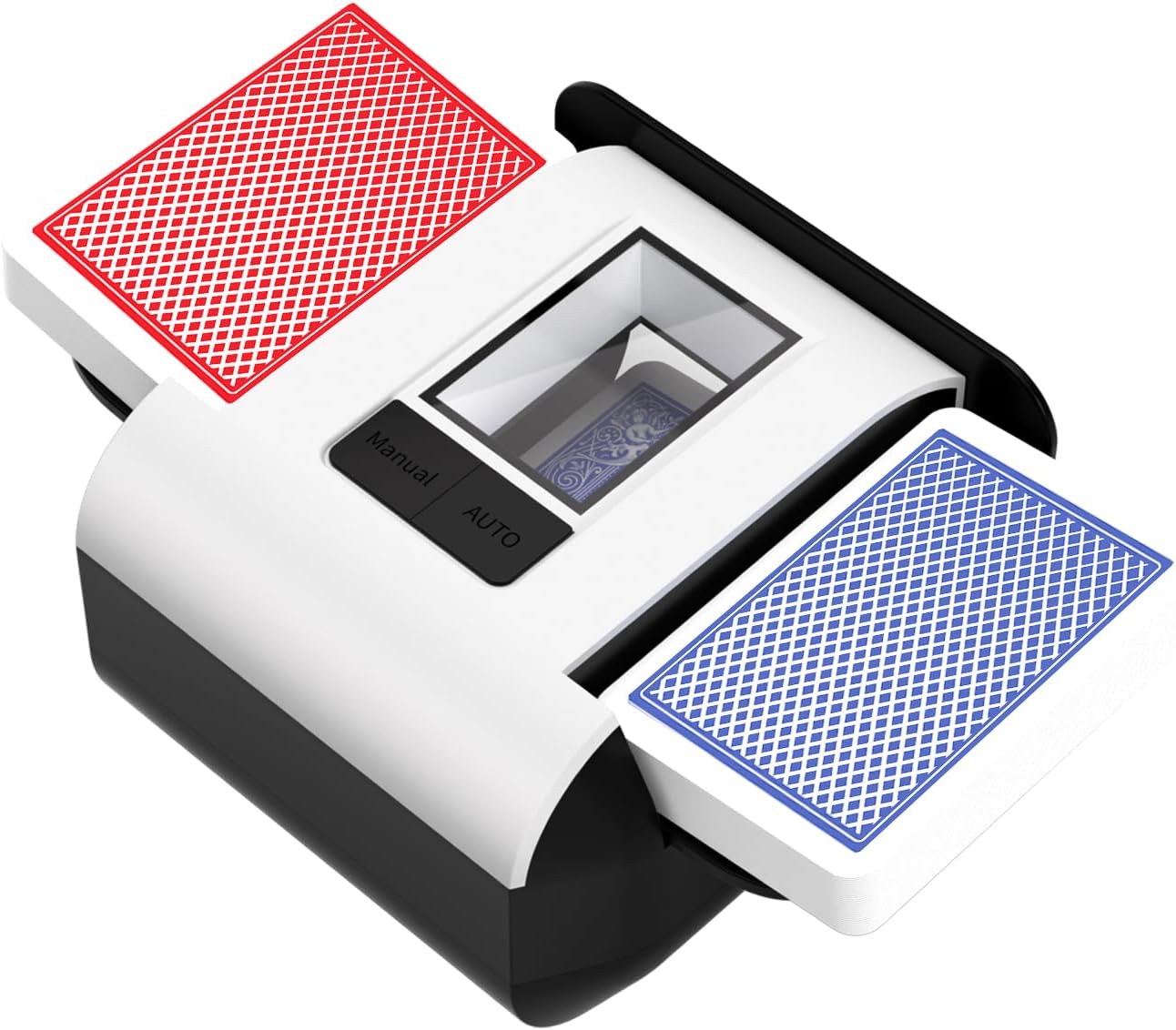 Automatic Card Shuffler with Dual Modes, Rechargeable 1-2 Deck Card Shuffle Machine, Low Noise Operation Card Shuffler for Poker, UNO, Blackjack, Skip-Bo, Phase 10