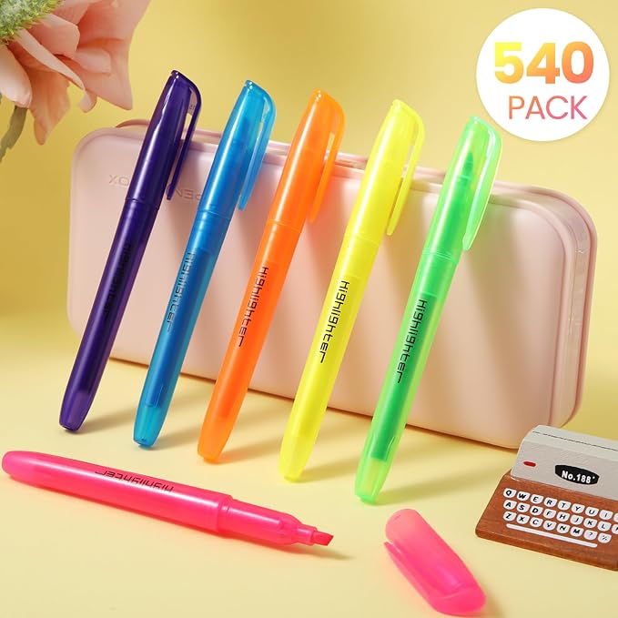 Thenshop 540 Pcs Highlighters Bulk 6 Assorted Colors No Bleed Chisel Tip - Image 5