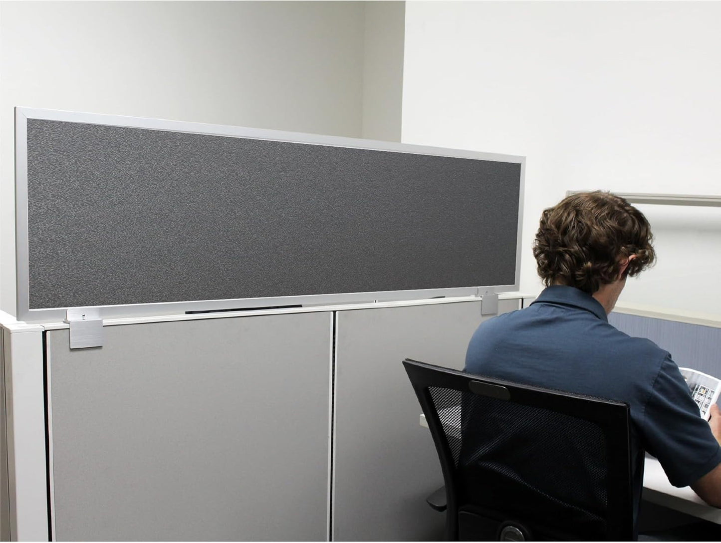 OBEX Acoustical Cubicle Privacy Screen Extender Desk Panel & Office Divider, Add Separation & Block Noise, 18" x 60", Graphite