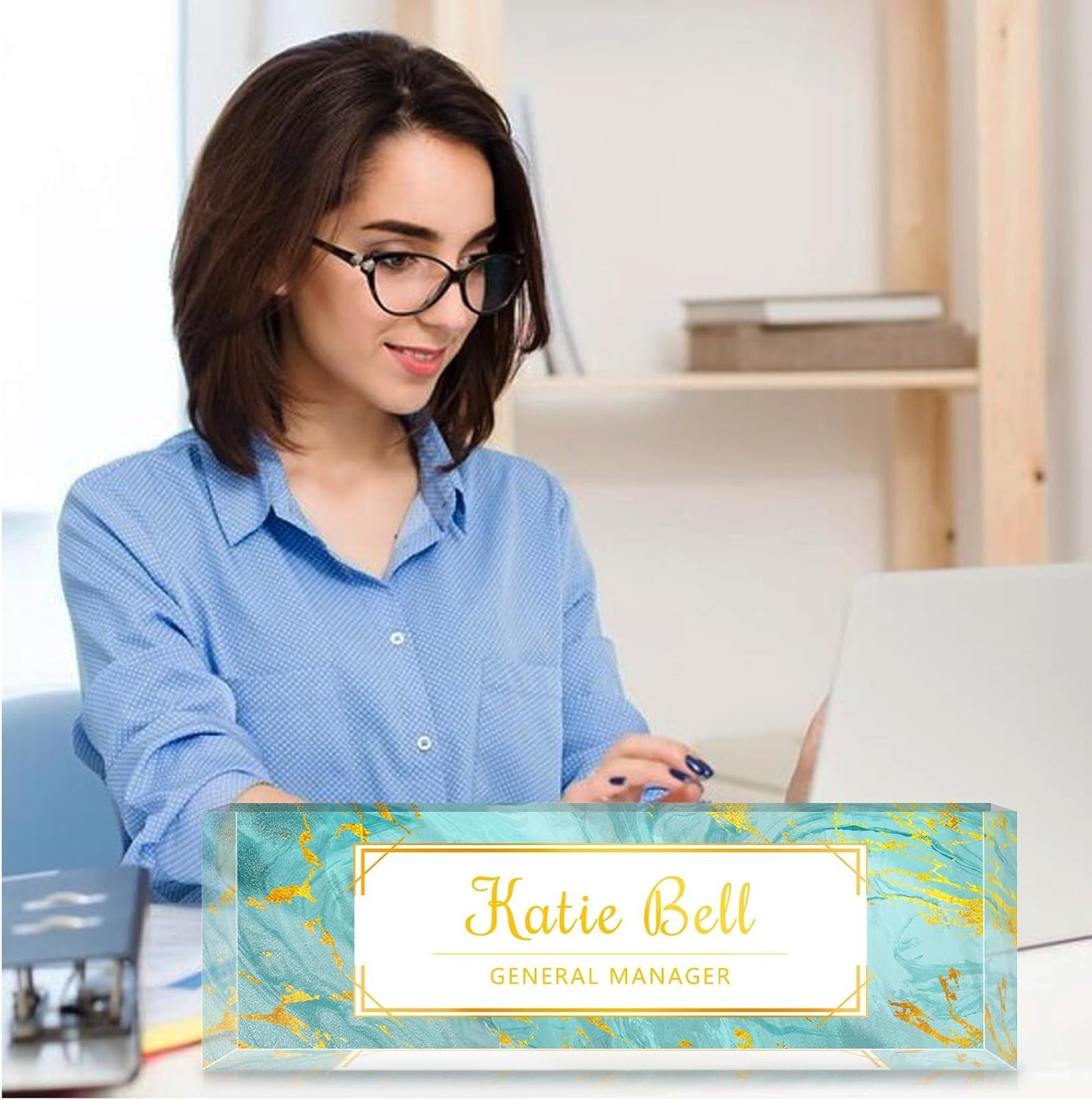 Personalized Name Plate for Desk, Custom Acrylic Desktop Accessories Office Decor for Women Men, Offices Gift for Coworkers Boss Teacher, Employee Appreciation Gifts