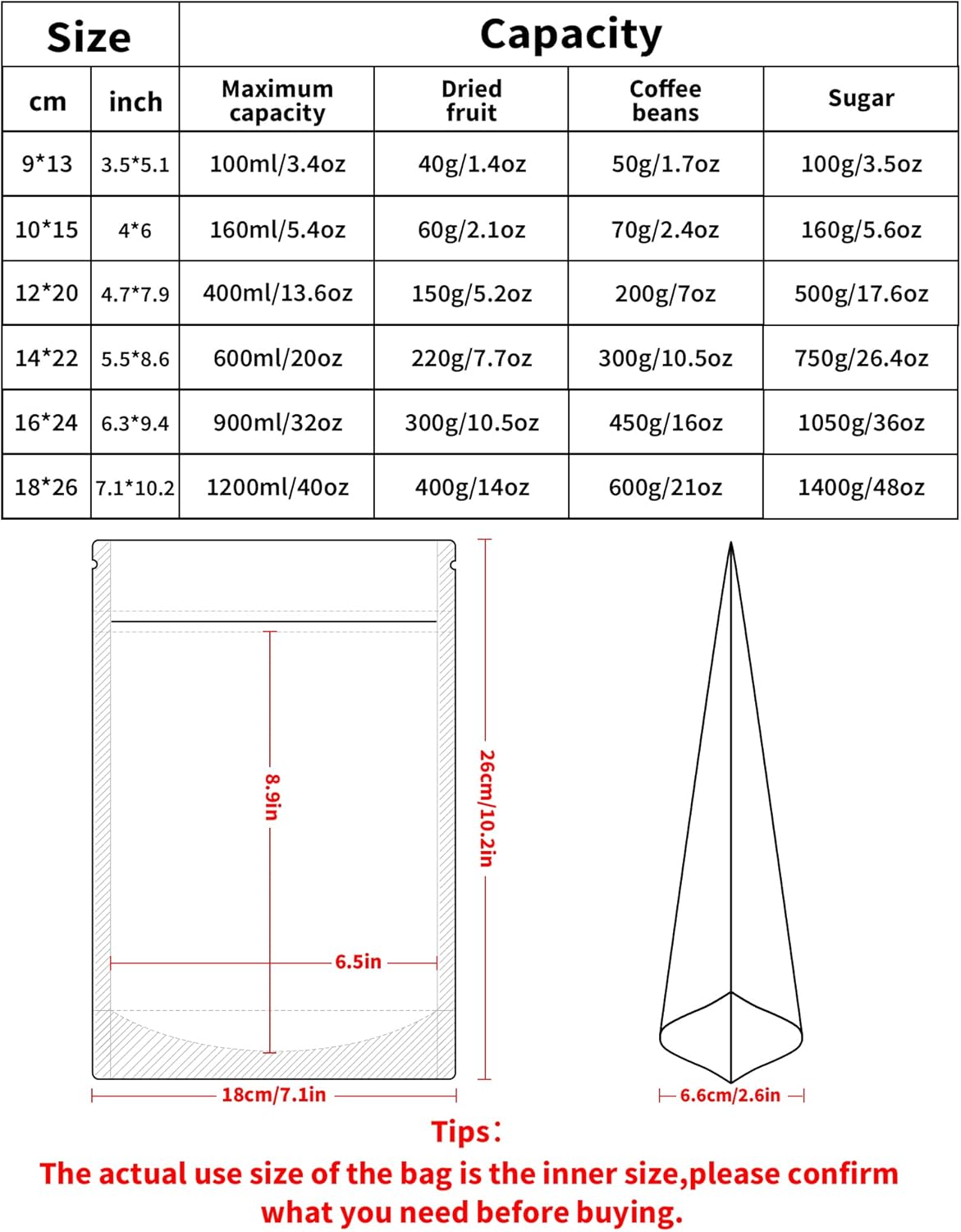 100 Pack Resealable Stand Up Bags,7.1" x 10.2" Smell Proof Pouch Sealable Foil Pouch Bags for Packaging (Red)