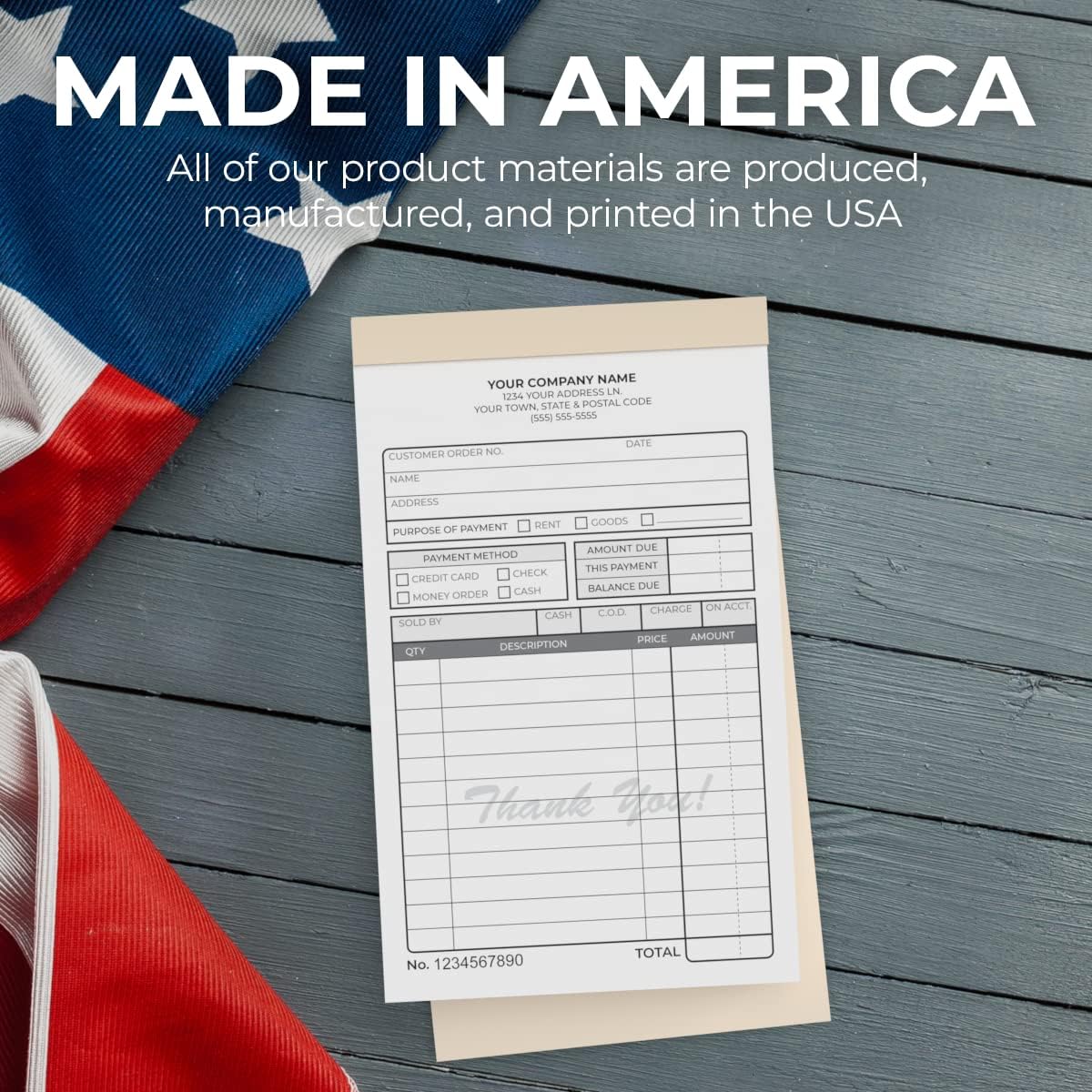 Custom 4.25" x 7" Carbonless NCR Books in 3-Part Triplicate Invoices, Receipts, Work Orders, Sales Orders, Purchase Orders, Estimates, Quote Forms with Your Company/Business Name (132 Sets)
