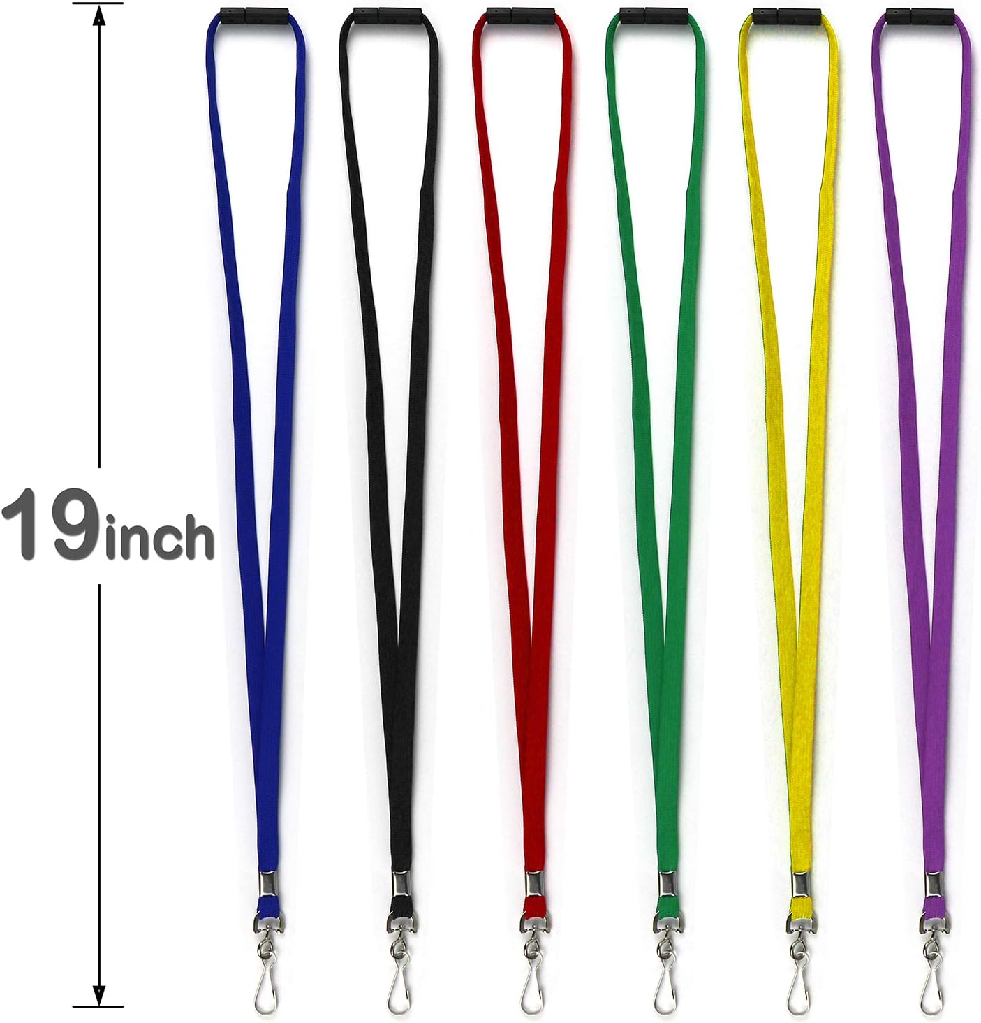 Safety Breakaway Lanyard with J-Hook Flat Lanyards for ID Badges - Bulk Pack of 50 (Purple)