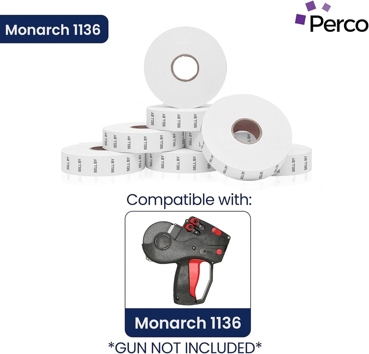 Perco Sell by Labels for Monarch 1136 Price Gun – Case of 8 Sleeves, 112,000 Marking Labels Value Pack