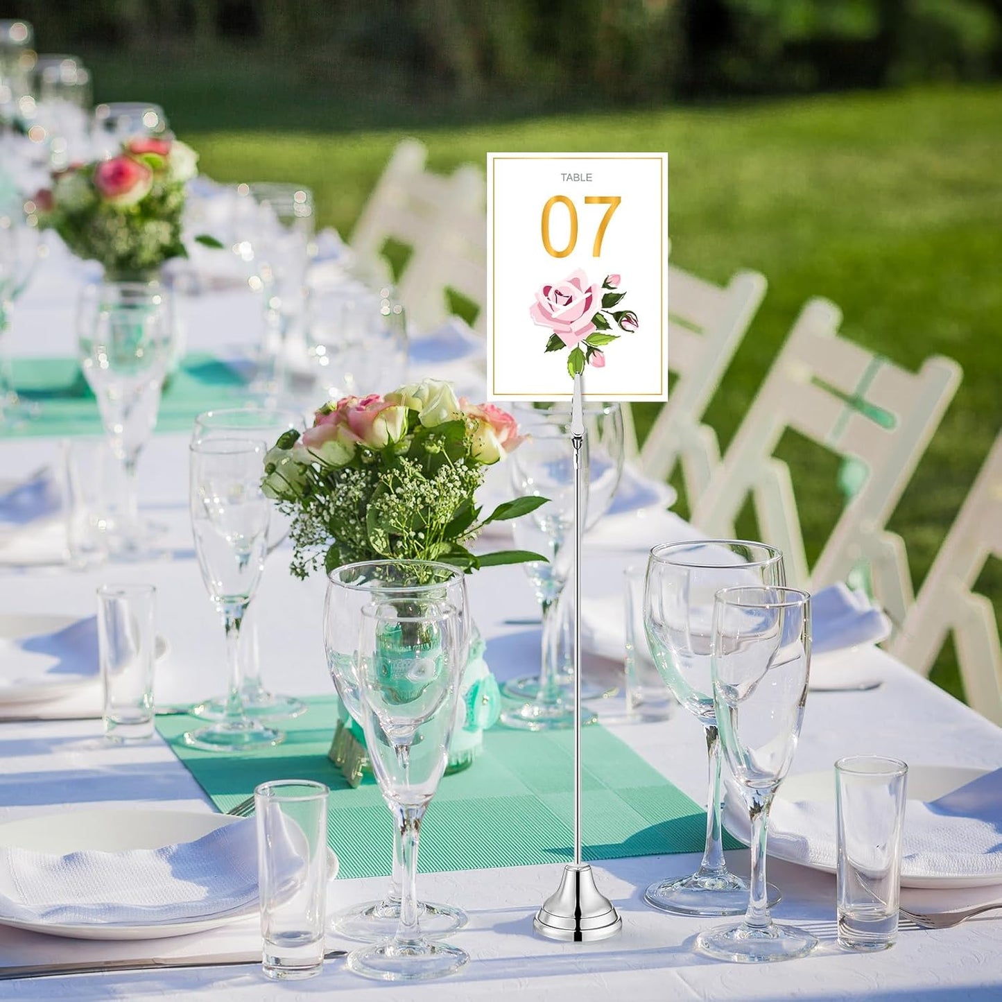 12 Pcs Table Number Holders 12 Inch Place Card Holder with Alligator Clip Metal Place Card Stands Table Sign for Photos, Food Signs, Birthdays, Weddings (Silver)