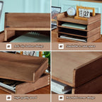 Yeaqee 4 Pcs Stackable Paper Organizer Tray Wood Desk Organizer Letter Tray - Image 4