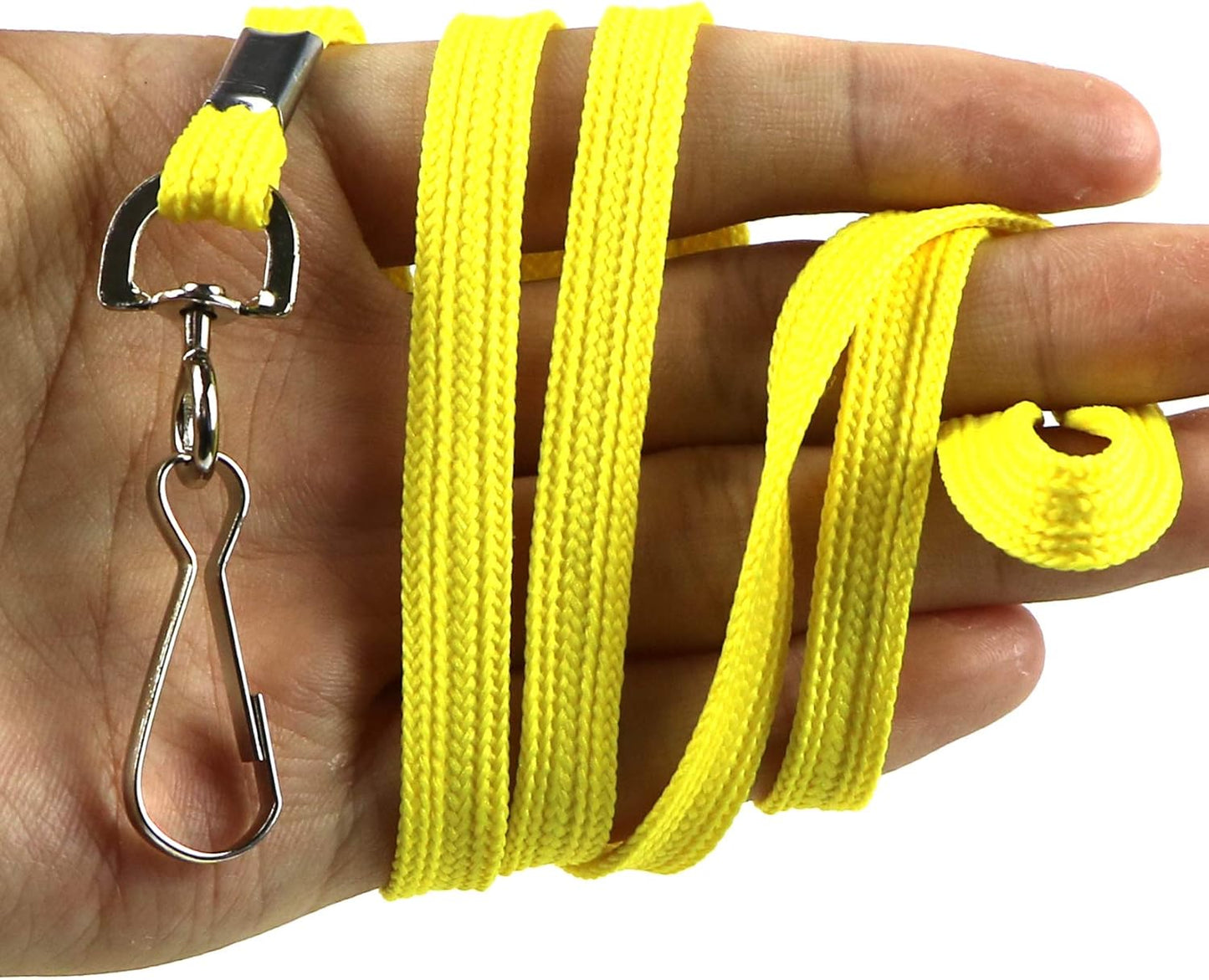 Beebel Lanyards 100 Pack Black Lanyards with Swivel Hook Clips for ID Name Badge Holder (Yellow, 100 Pack)