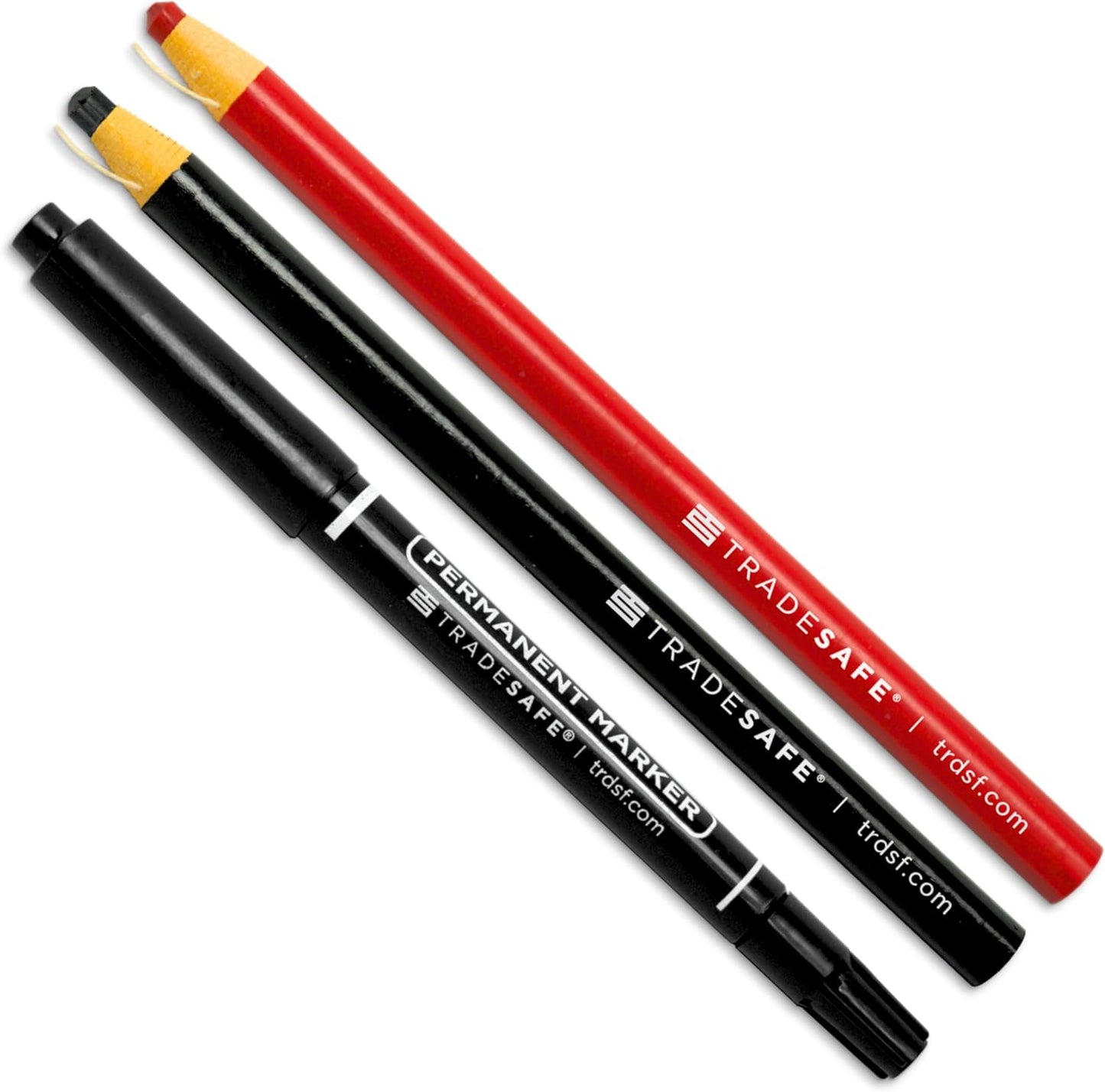 TRADESAFE Grease Pencils and Permanent Marker Set - Black China Pencil, Red Wax Pencil, Black Dual Tip Marker Pen, Premium Grade Markers for Metal, Glass, Fabric