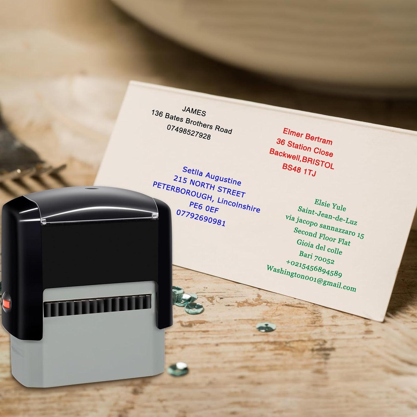 38x14mm Personalized Stamp Custom Self-Inking Business Address Rubber Stamps Customized with Name Date Signature Return Address Up to 3 Lines