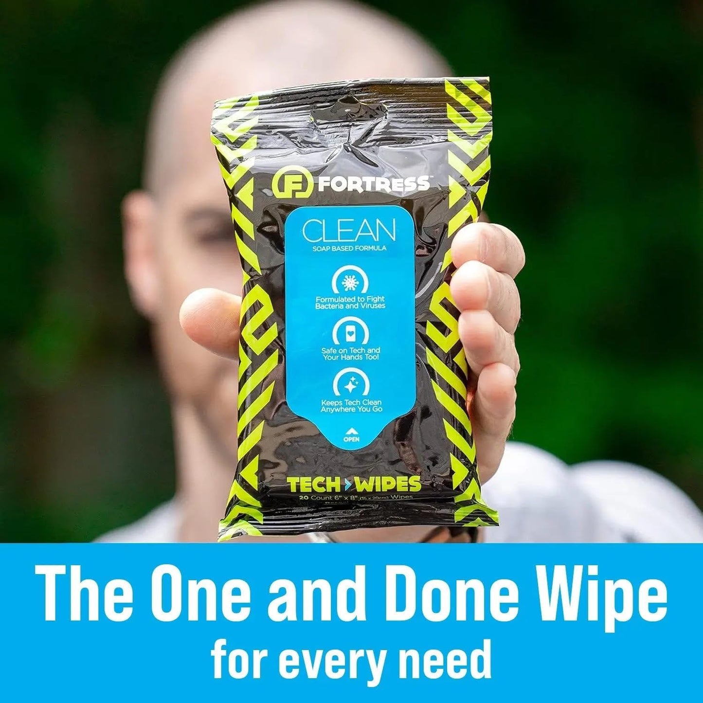 Fortress Electronic Wipes With Microfiber Cloth (25 ct, Pack of 12) To-Go Tech Wipes for Screens, Phones, Keyboards, TV Monitors, Computer Screens, and More [Travel Size] Skin-Safe
