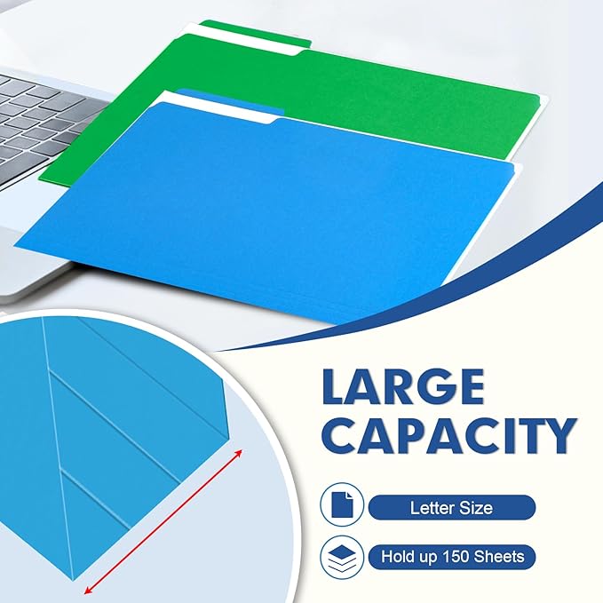File Folder, PANDRI 270 Pack Colored File Folder, 1/3 Cut Tabs, Letter Size - Image 5