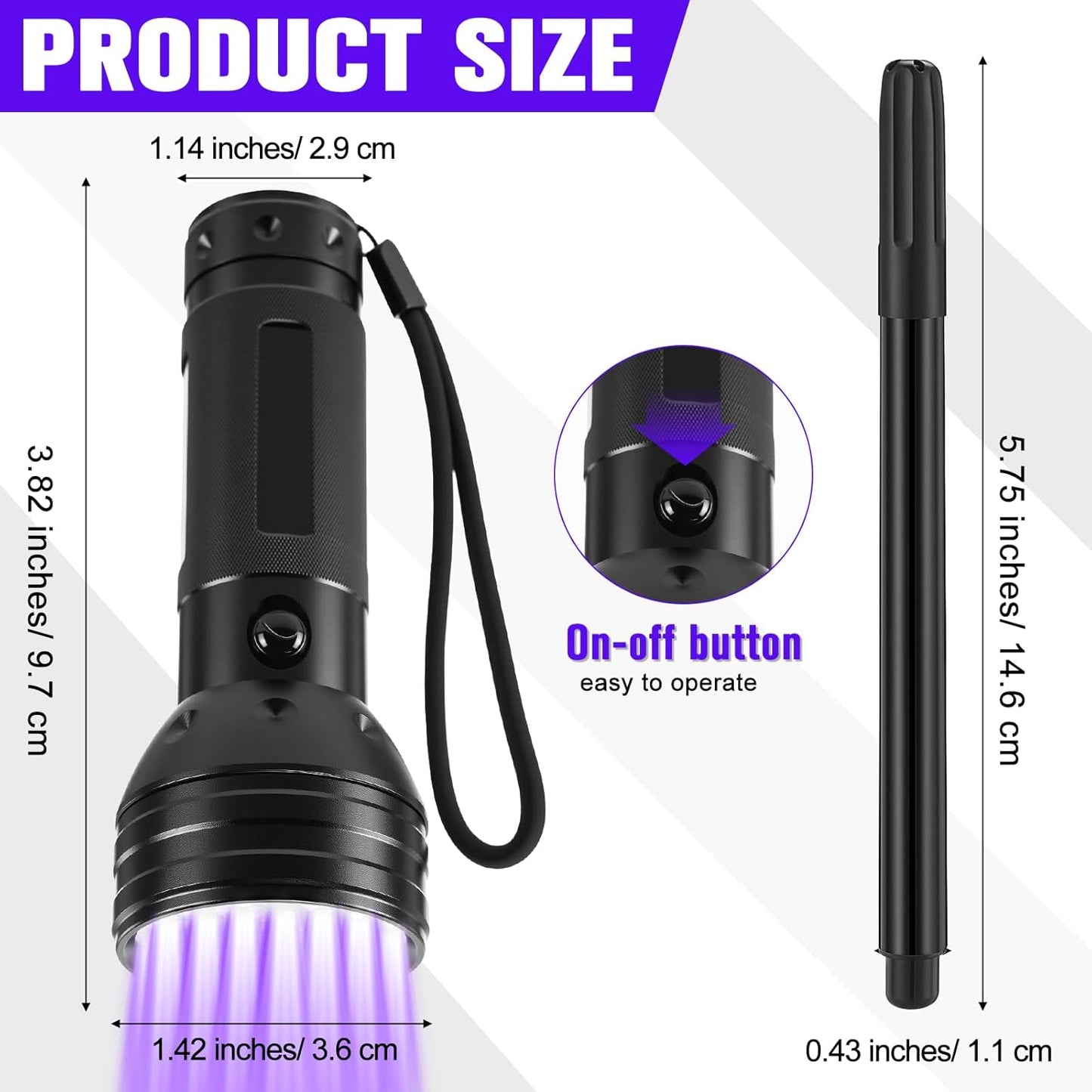 Tegeme 4 Invisible Ink Pen Set 2 Invisible Marker 2 Blacklight Flashlights with UV Black Light Markers Disappearing Ink Pen for Secret Notes Holiday Gifts Party Favors (51 LED)
