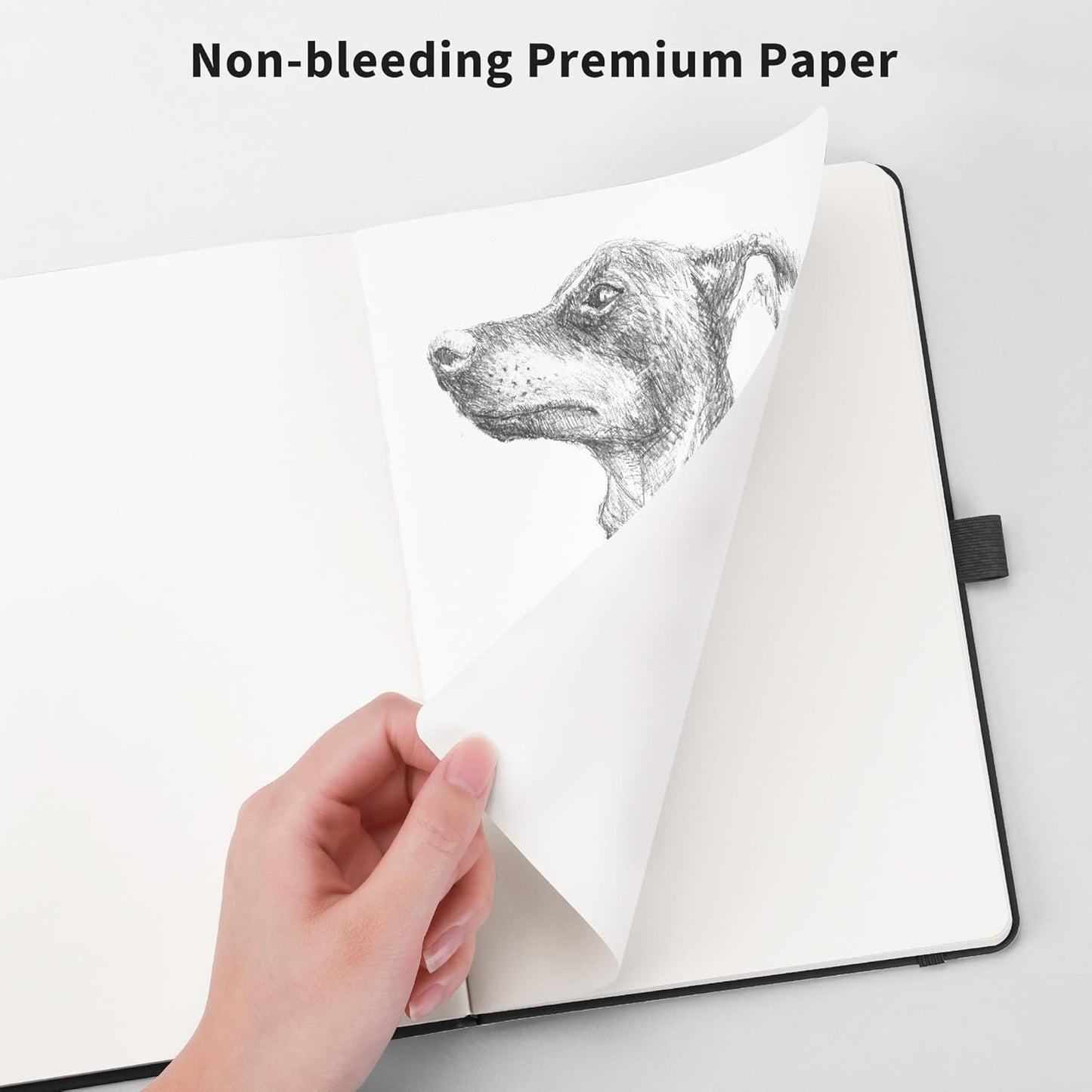 RETTACY Blank Journal Notebook, 192 Pages, A5 Medium Size (5.7'' x 8.3''), Leather Hardcover, 100 GSM Thick Paper, for Sketching, Drawing, Painting (Light Blue)
