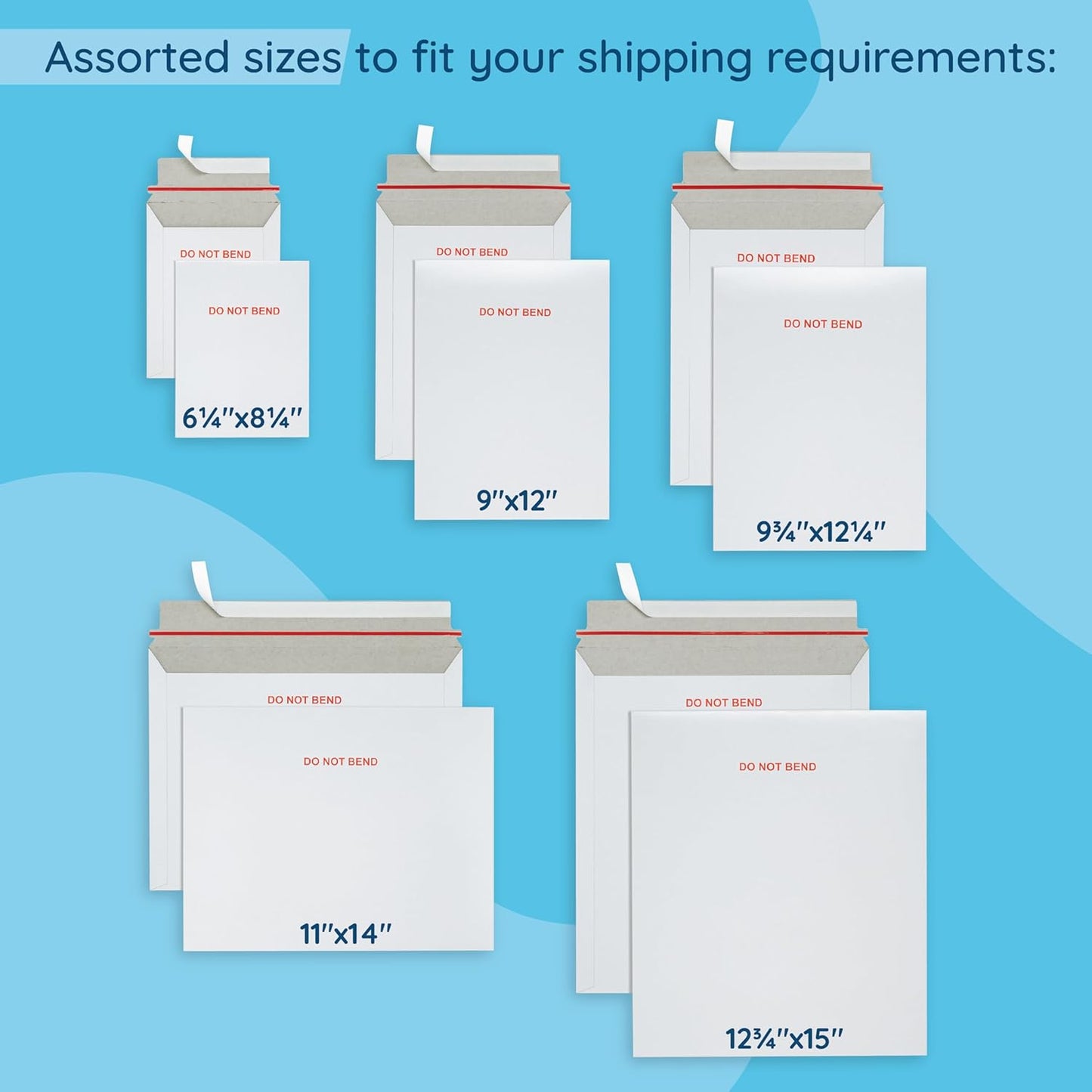 Blue Summit 25 Pack 12.75x15 Rigid Mailers, Cardboard Envelopes, Do Not Bend Photo Mailers, Cardboard Envelopes for cards, For Paper Document, Pictures, and Magazine
